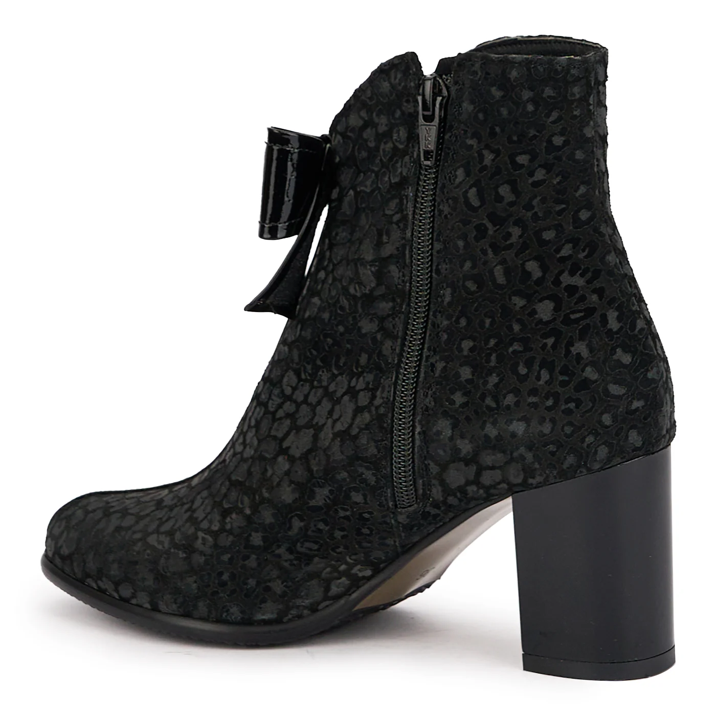Botine dama din piele naturala neagra cu toc gros 7 cm 16948 - Image 2
