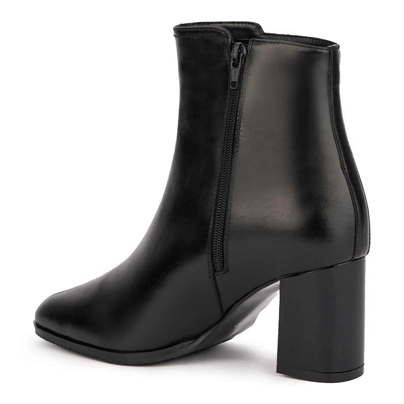 Botine dama din piele naturala neagra cu toc gros 7.5 cm 17082 - Image 2