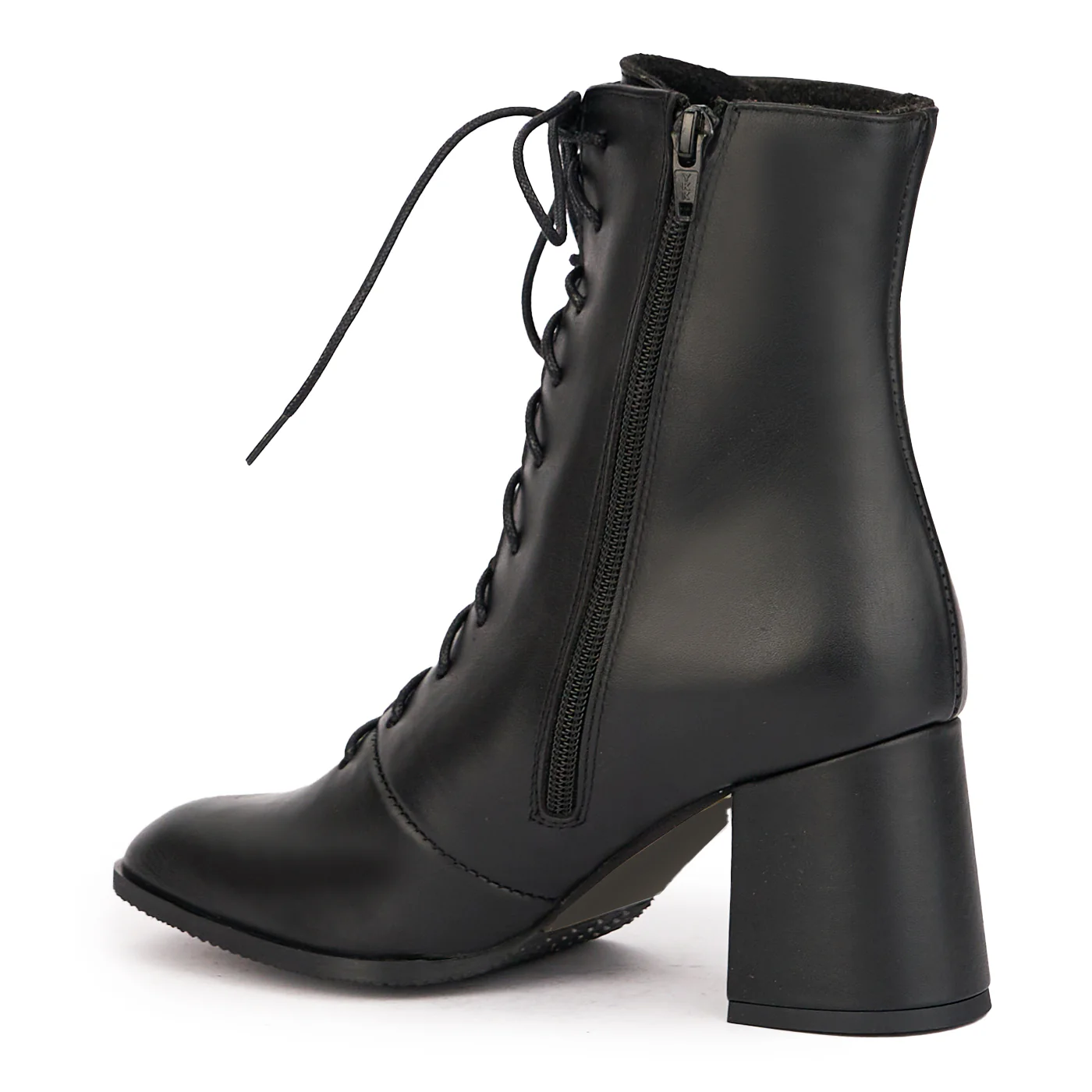 Botine dama din piele naturala neagra cu toc gros 7.5 cm 17121 - Image 2