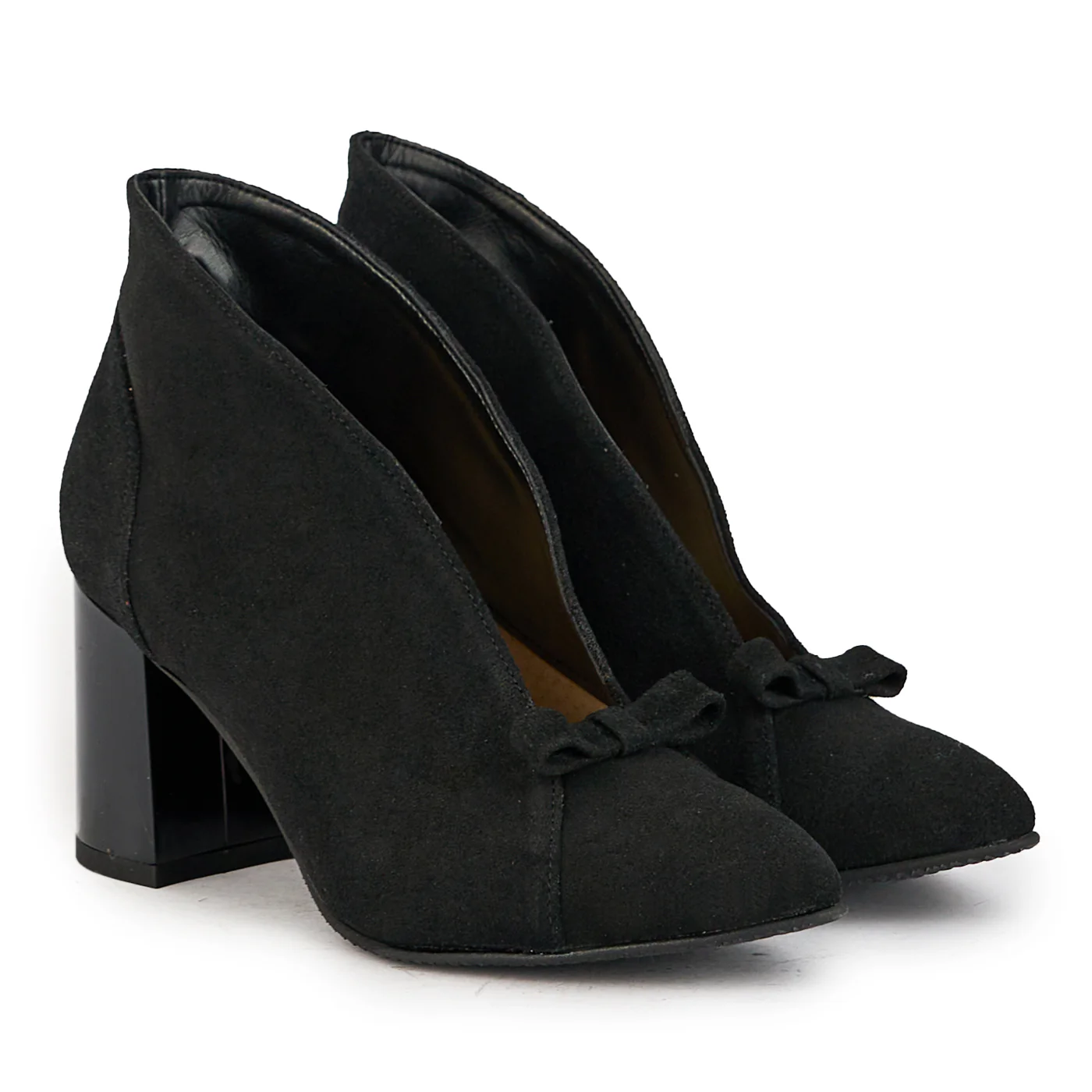 Botine dama din piele naturala neagra cu toc gros 7.5 cm 17342 - Image 4
