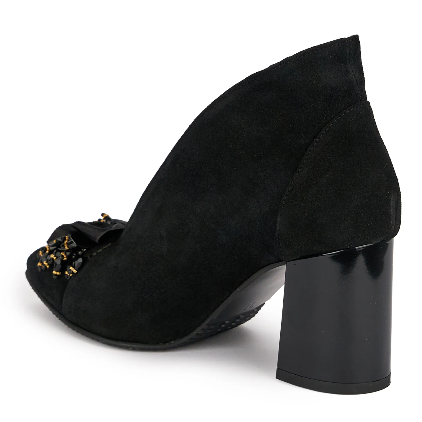 Botine dama din piele naturala neagra cu toc gros 7.5 cm 18848 - Image 2