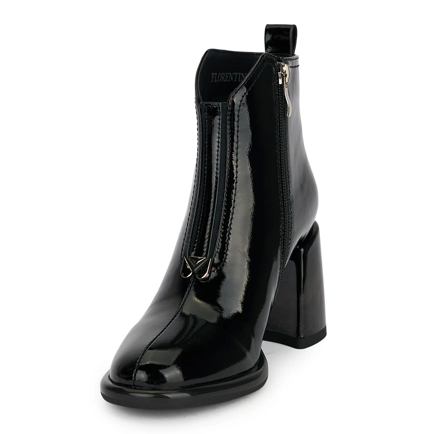 Botine dama din piele naturala neagra cu toc gros 7.5 cm 18996 - Image 3