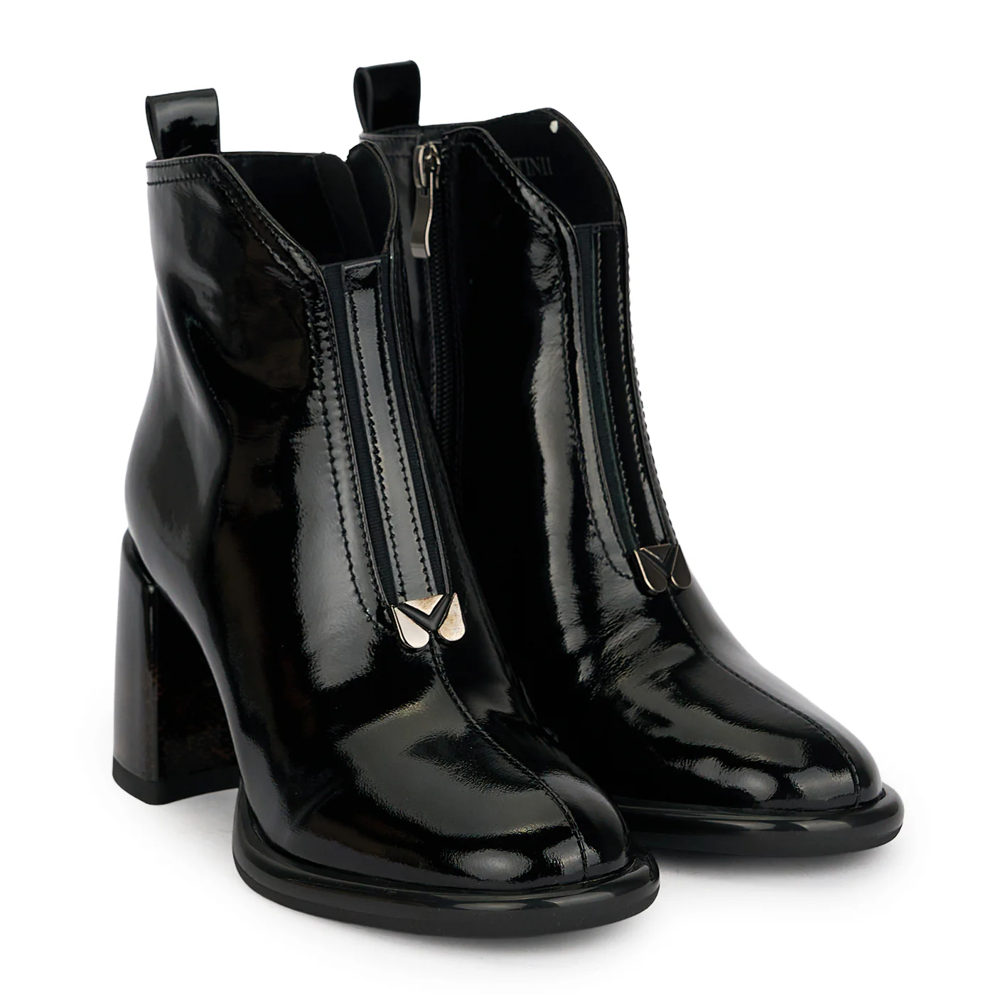 Botine dama din piele naturala neagra cu toc gros 7.5 cm 18996 - Image 4