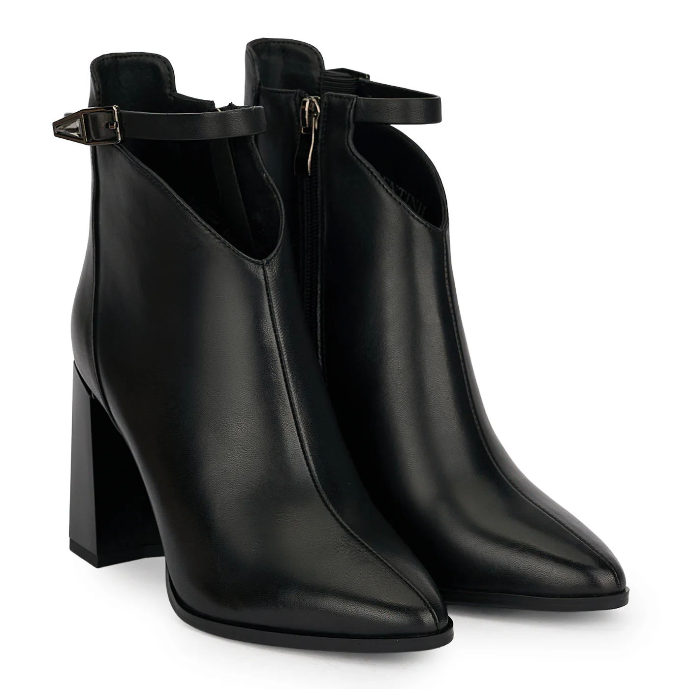 Botine dama din piele naturala neagra cu toc gros 8.5 cm 18999 - Image 4