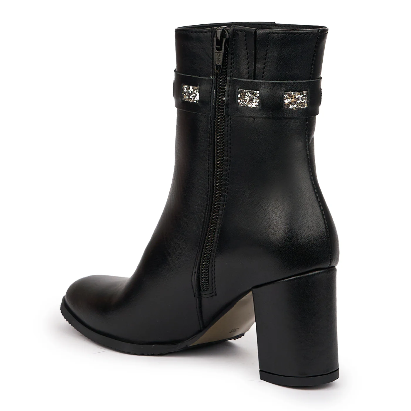 Botine dama din piele naturala neagra cu toc gros 7 cm 14253 - Image 2