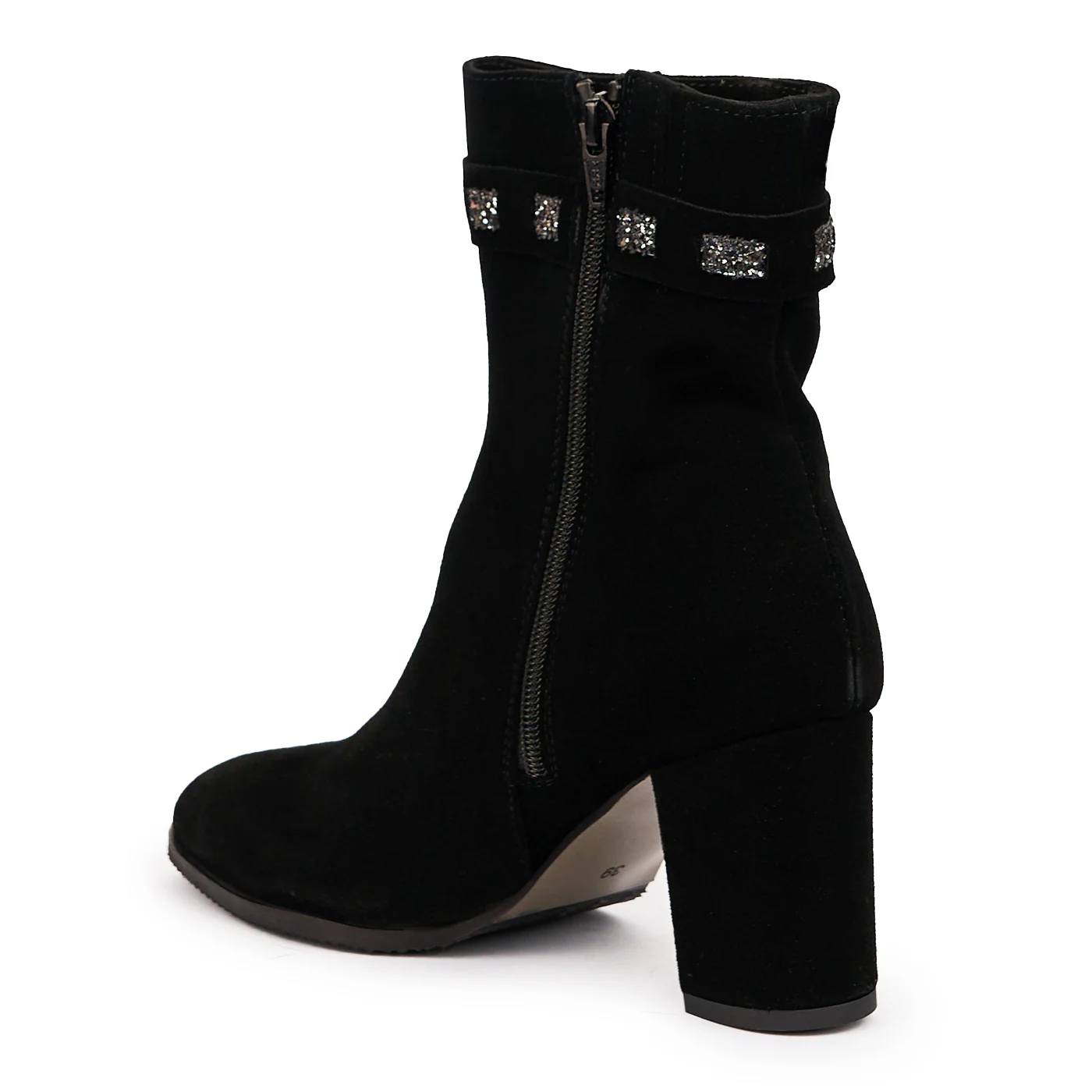 Botine dama din piele naturala neagra cu toc gros 7 cm 14254 - Image 2