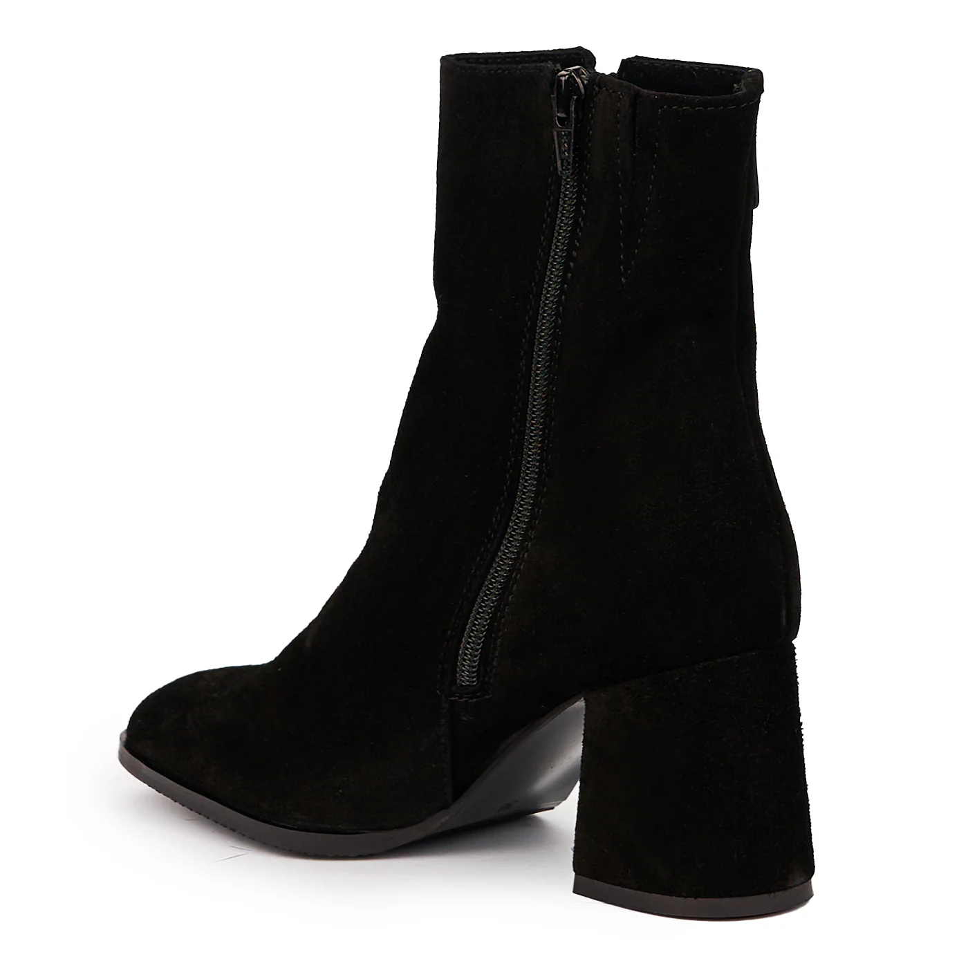 Botine dama din piele naturala neagra cu toc gros 7 cm 14259 - Image 2