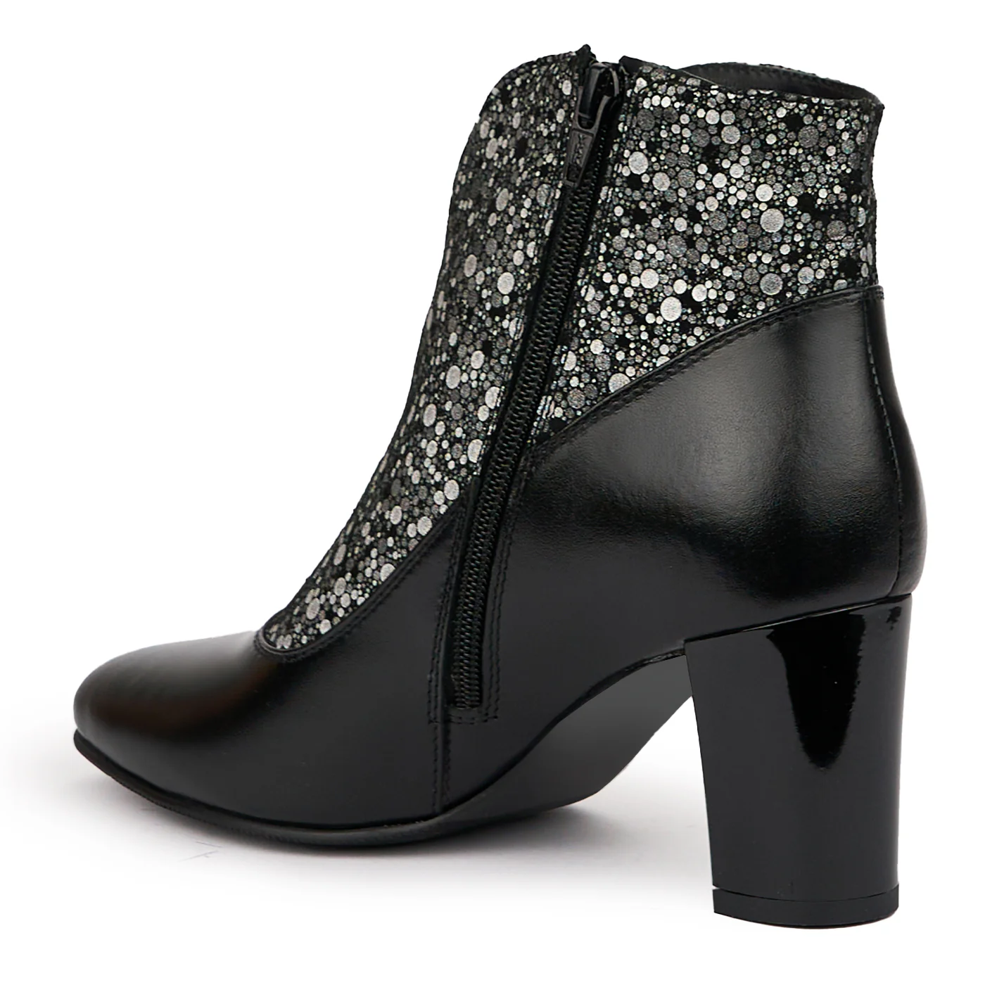 Botine dama din piele naturala neagra cu toc gros 7 cm 14310 - Image 2
