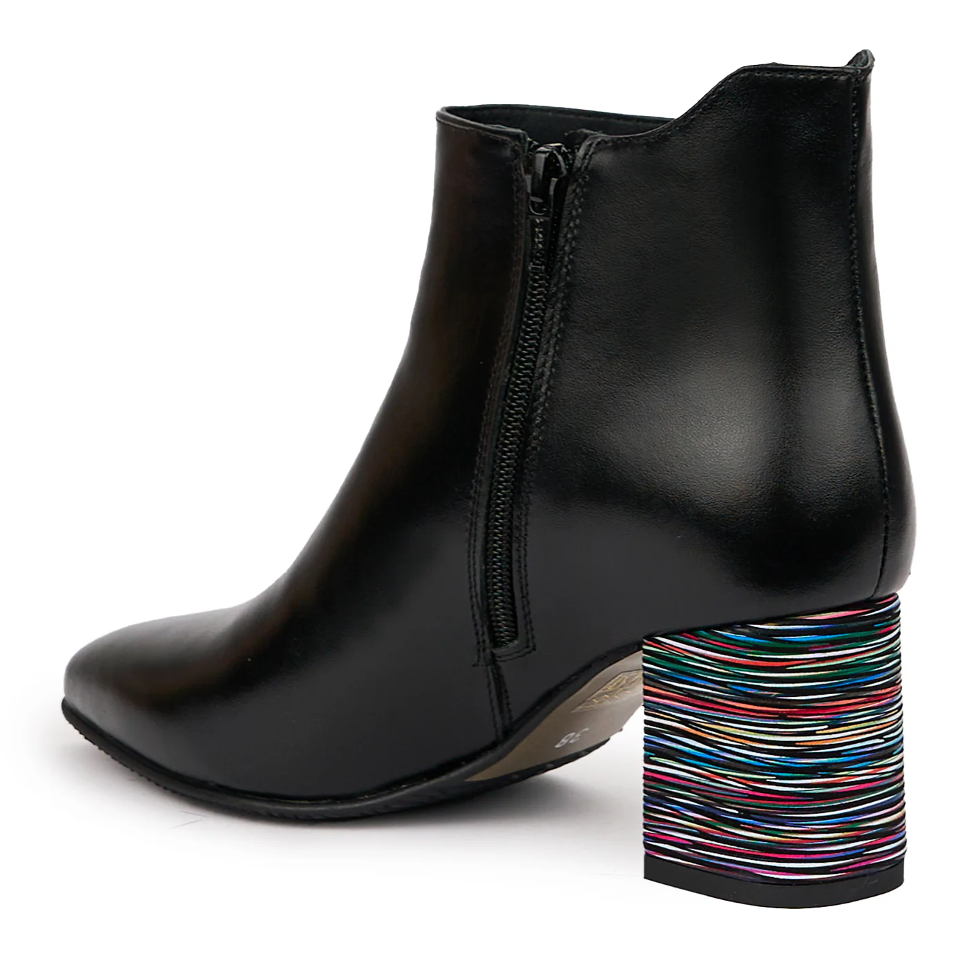 Botine dama din piele naturala neagra cu toc gros 7 cm 14311 - Image 2