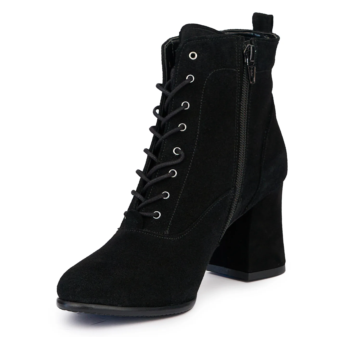 Botine dama din piele naturala neagra cu toc gros 7 cm 14502 - Image 3