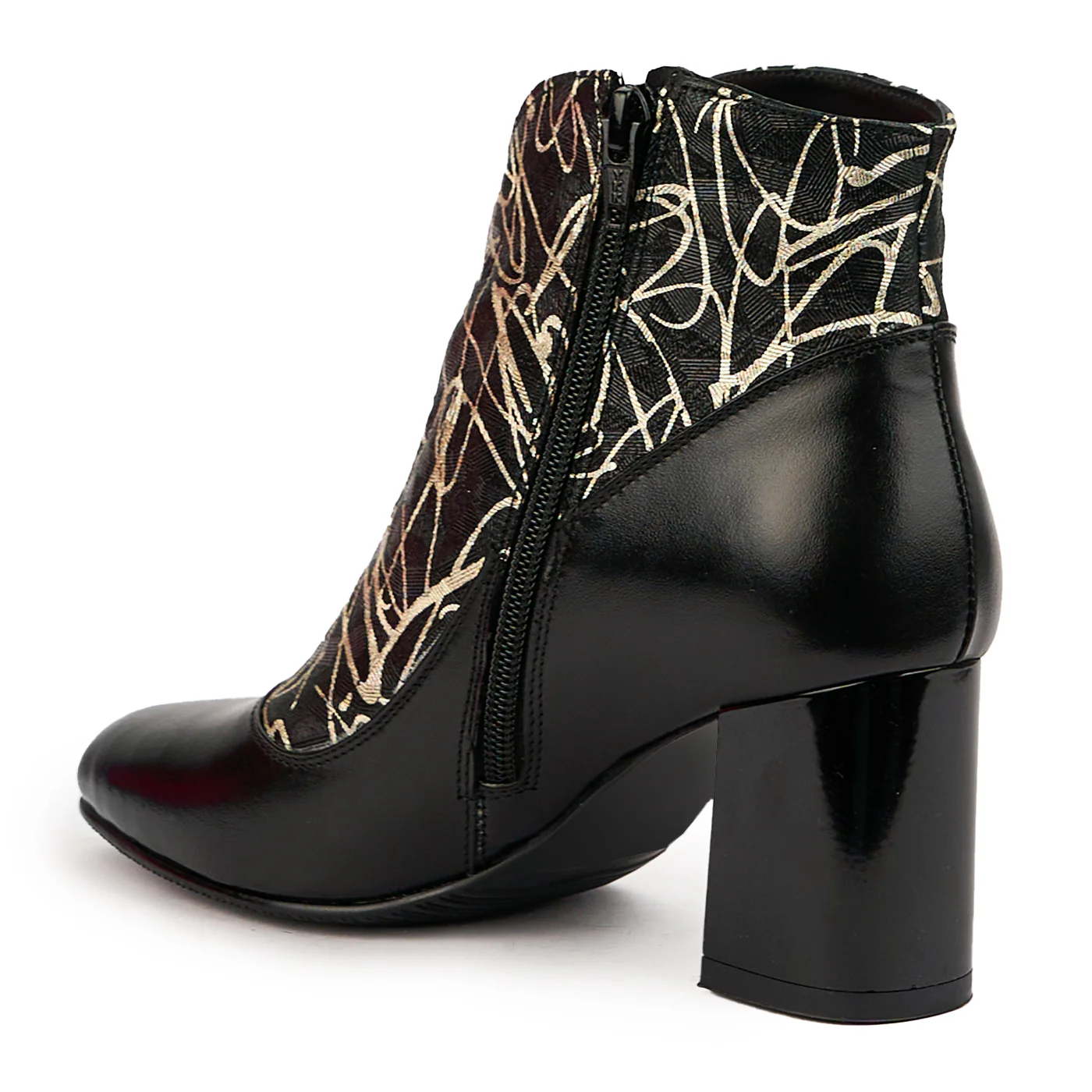 Botine dama din piele naturala neagra cu toc gros 7 cm 14624 - Image 2