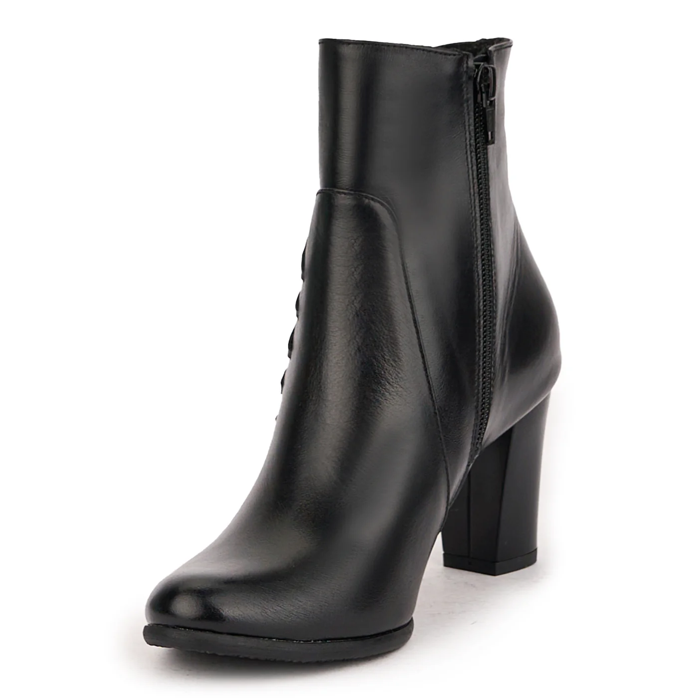 Botine dama din piele naturala neagra cu toc gros 7 cm 16797 - Image 3