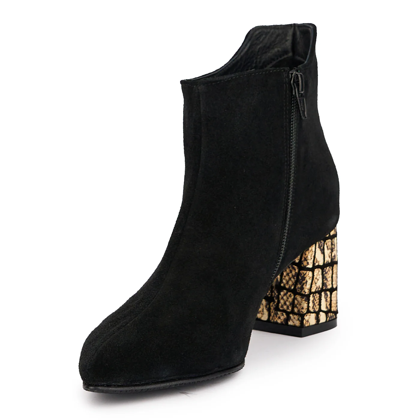 Botine dama din piele naturala neagra cu toc gros 7 cm 16892 - Image 3