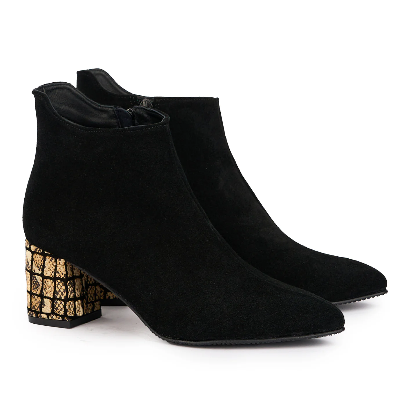 Botine dama din piele naturala neagra cu toc gros 7 cm 16892 - Image 4