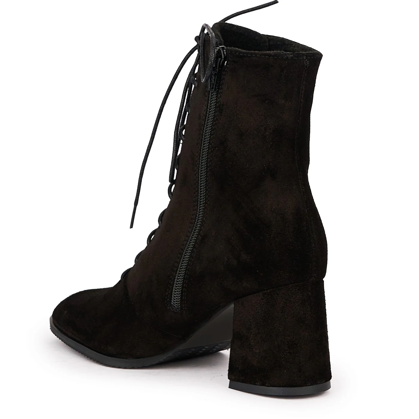 Botine dama din piele naturala neagra cu toc gros 7 cm 17122 - Image 2