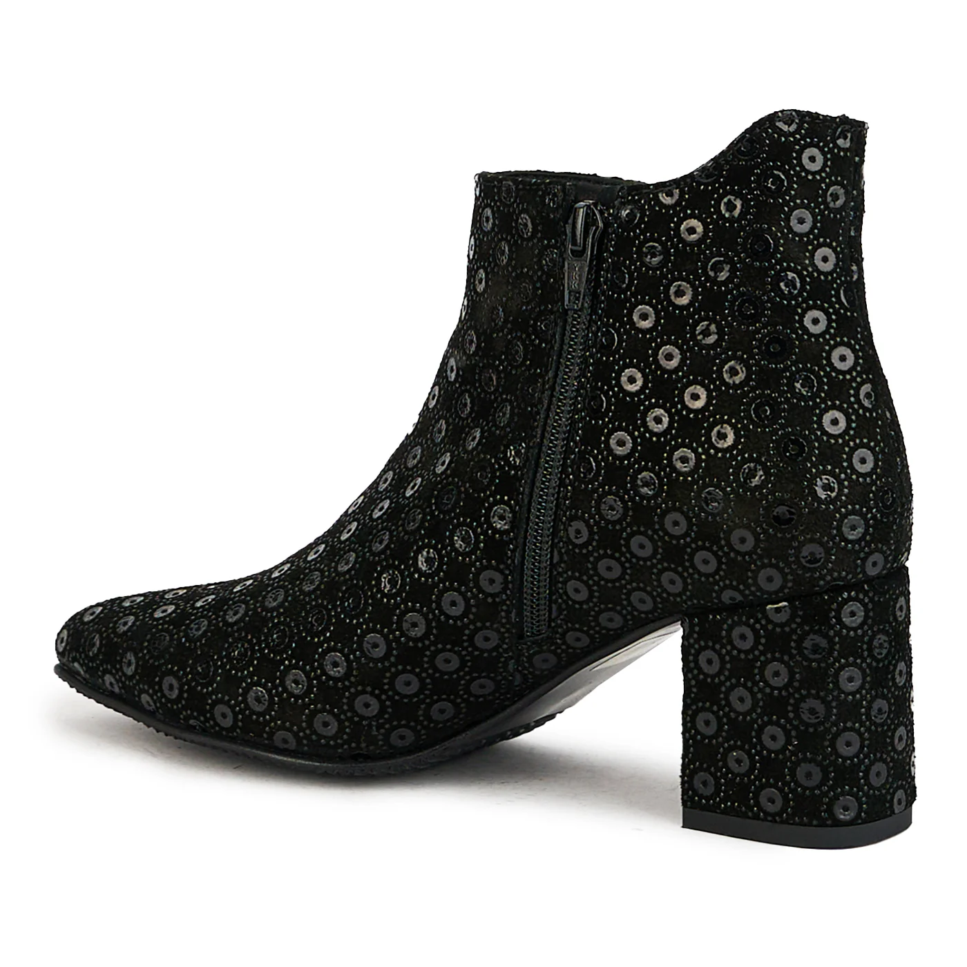 Botine dama din piele naturala neagra cu toc gros 7 cm 17408 - Image 2