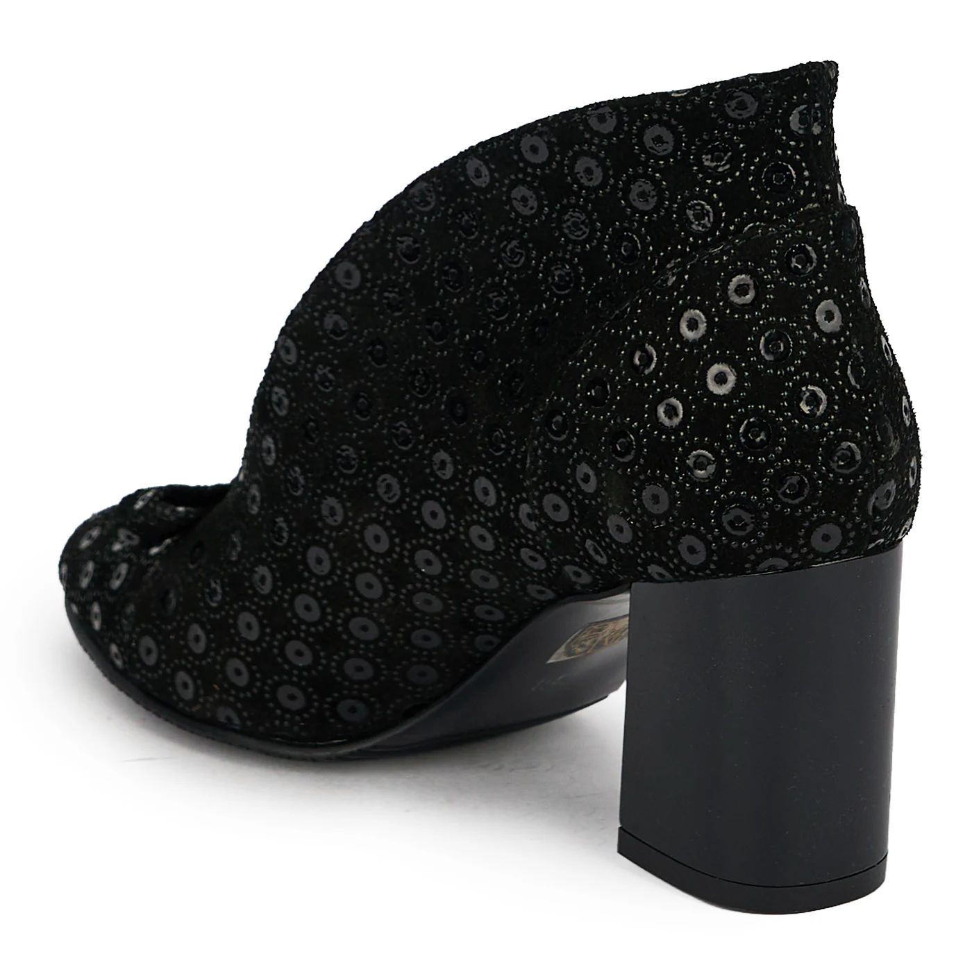 Botine dama din piele naturala neagra cu toc gros 7 cm 19690 - Image 2