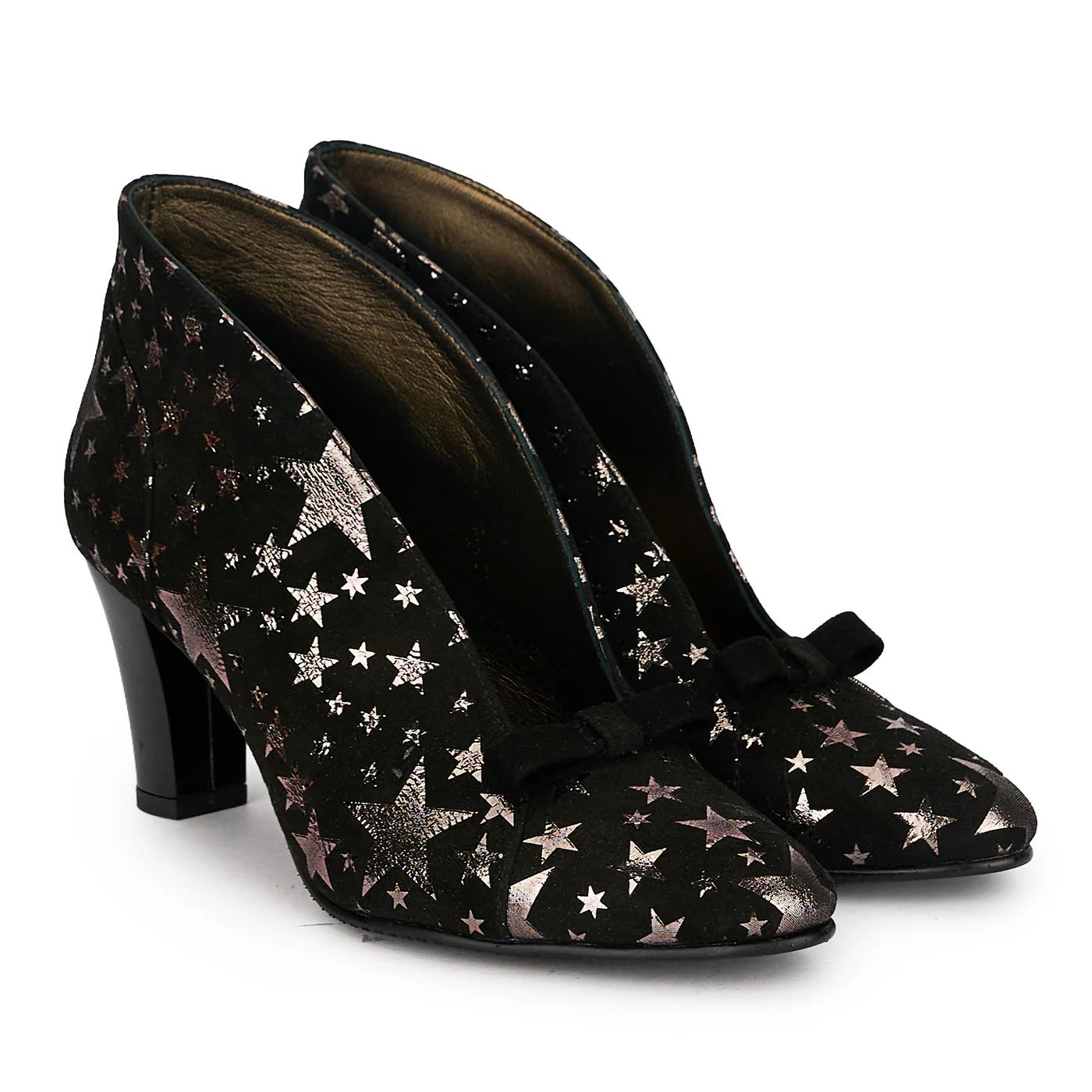 Botine dama din piele naturala neagra cu toc gros 7 cm 19702 - Image 4