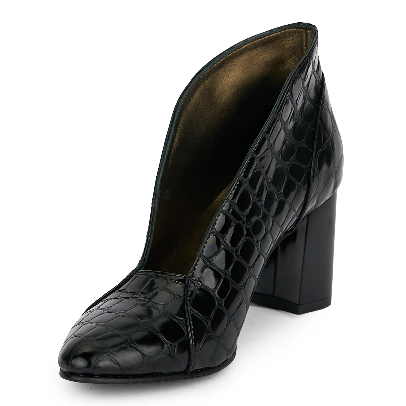Botine dama din piele naturala neagra cu toc gros 7 cm 19715 - Image 3