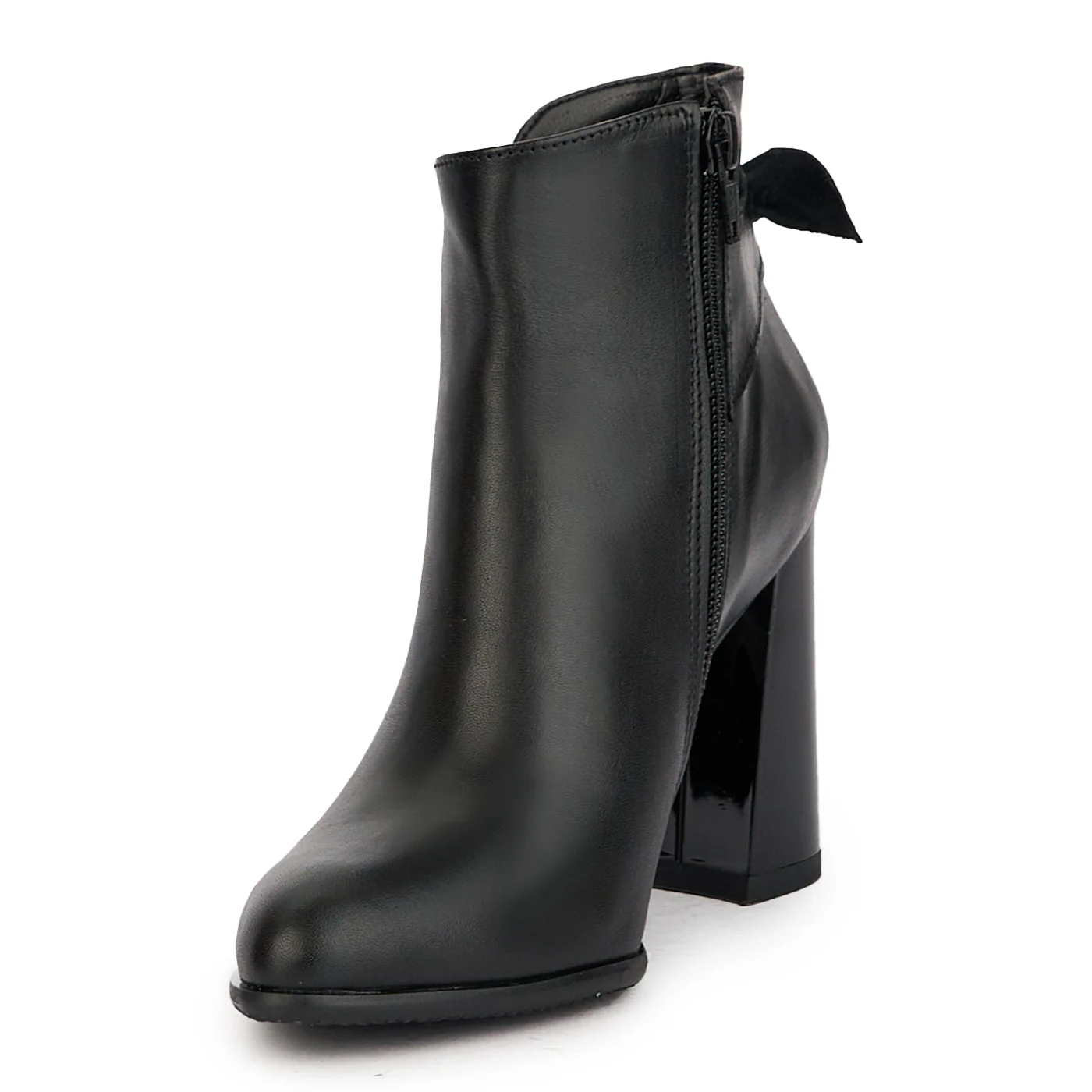 Botine dama din piele naturala neagra cu toc gros 9,5 cm 17216 - Image 3