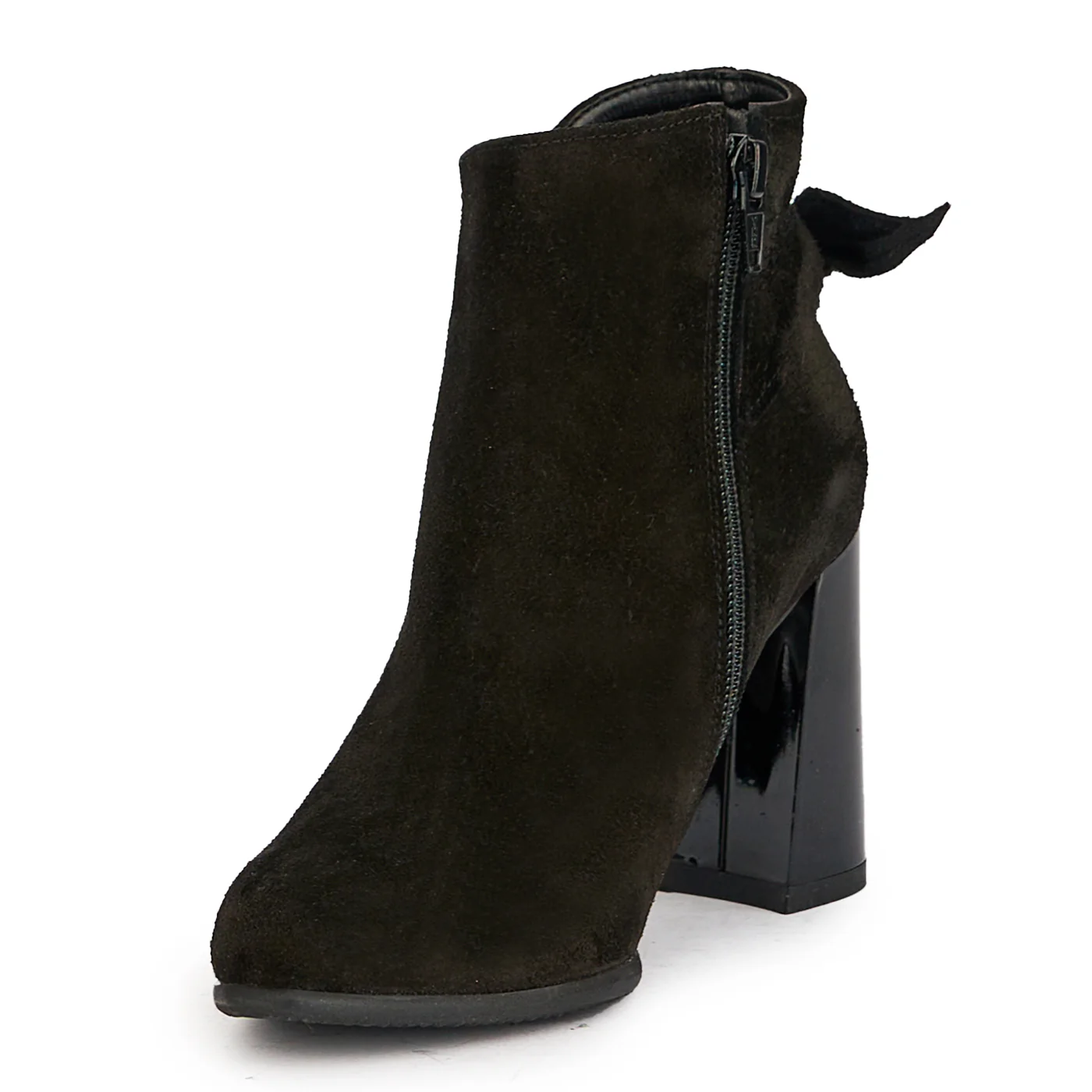 Botine dama din piele naturala neagra cu toc gros 8.5 cm 17217 - Image 3