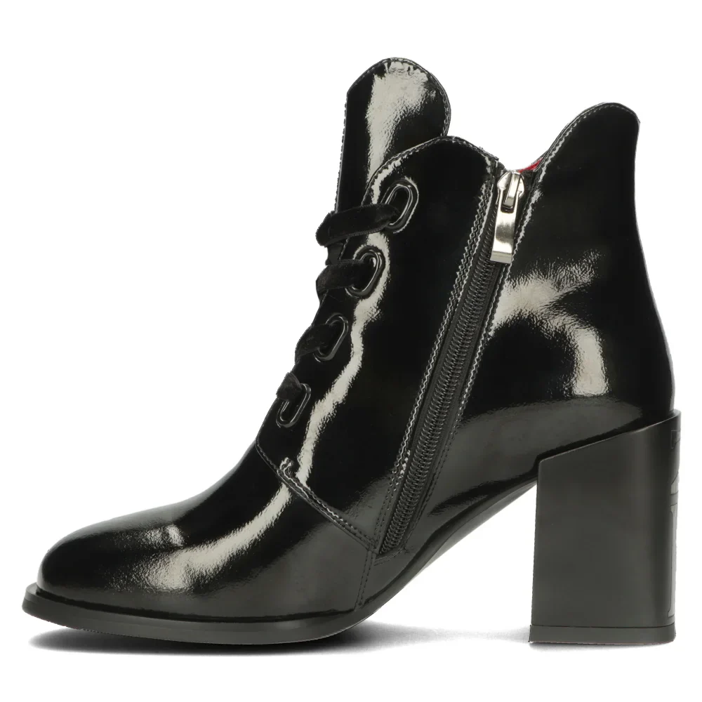 Botine dama din piele naturala neagra cu toc gros 8 cm 14339 - Image 3