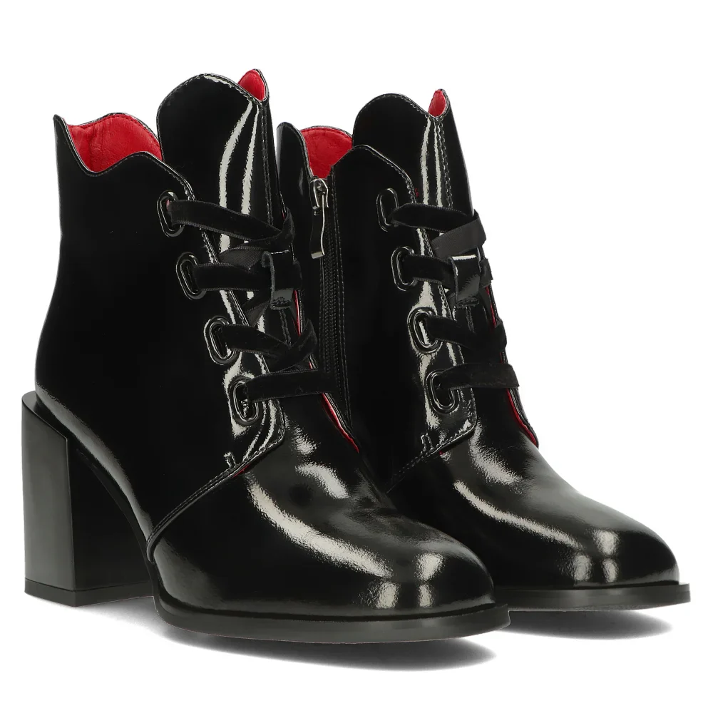 Botine dama din piele naturala neagra cu toc gros 8 cm 14339 - Image 4