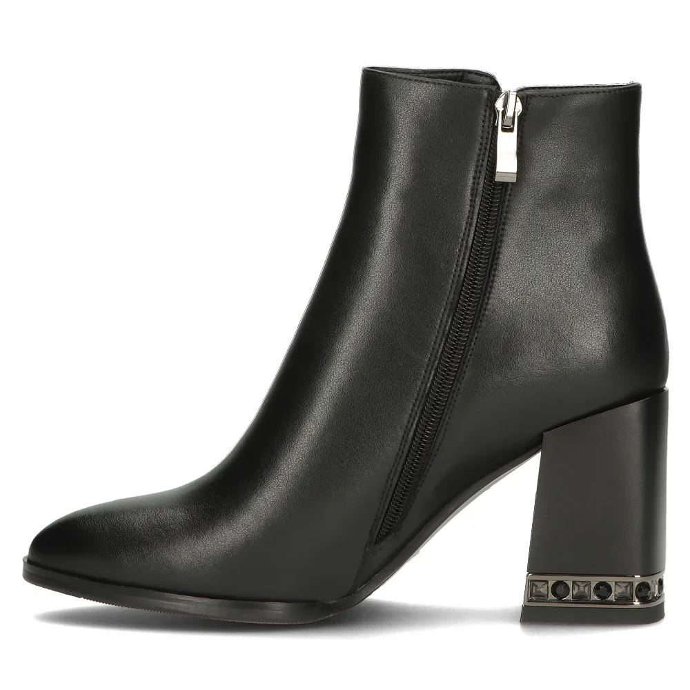 Botine dama din piele naturala neagra cu toc gros 8 cm 14341 - Image 3