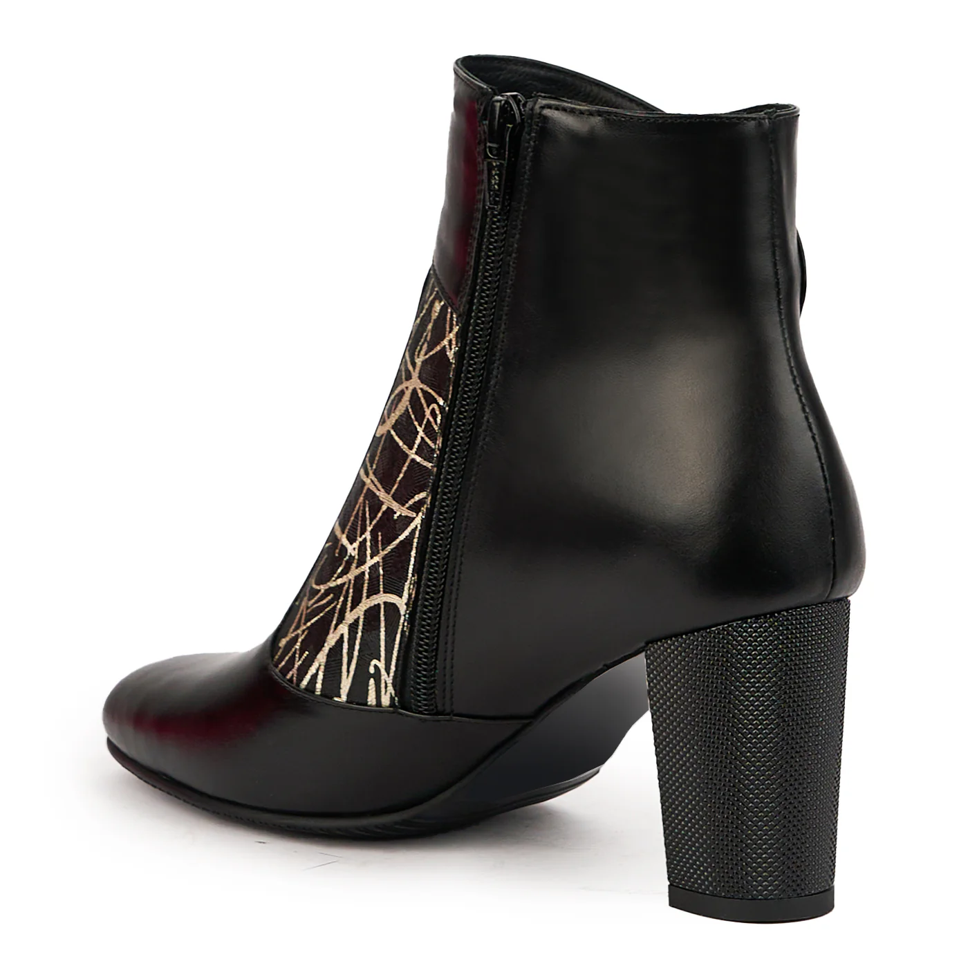 Botine dama din piele naturala neagra cu toc gros 8 cm 14622 - Image 2