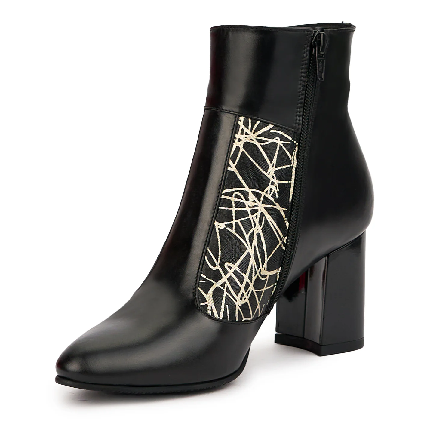 Botine dama din piele naturala neagra cu toc gros 8 cm 14623 - Image 3