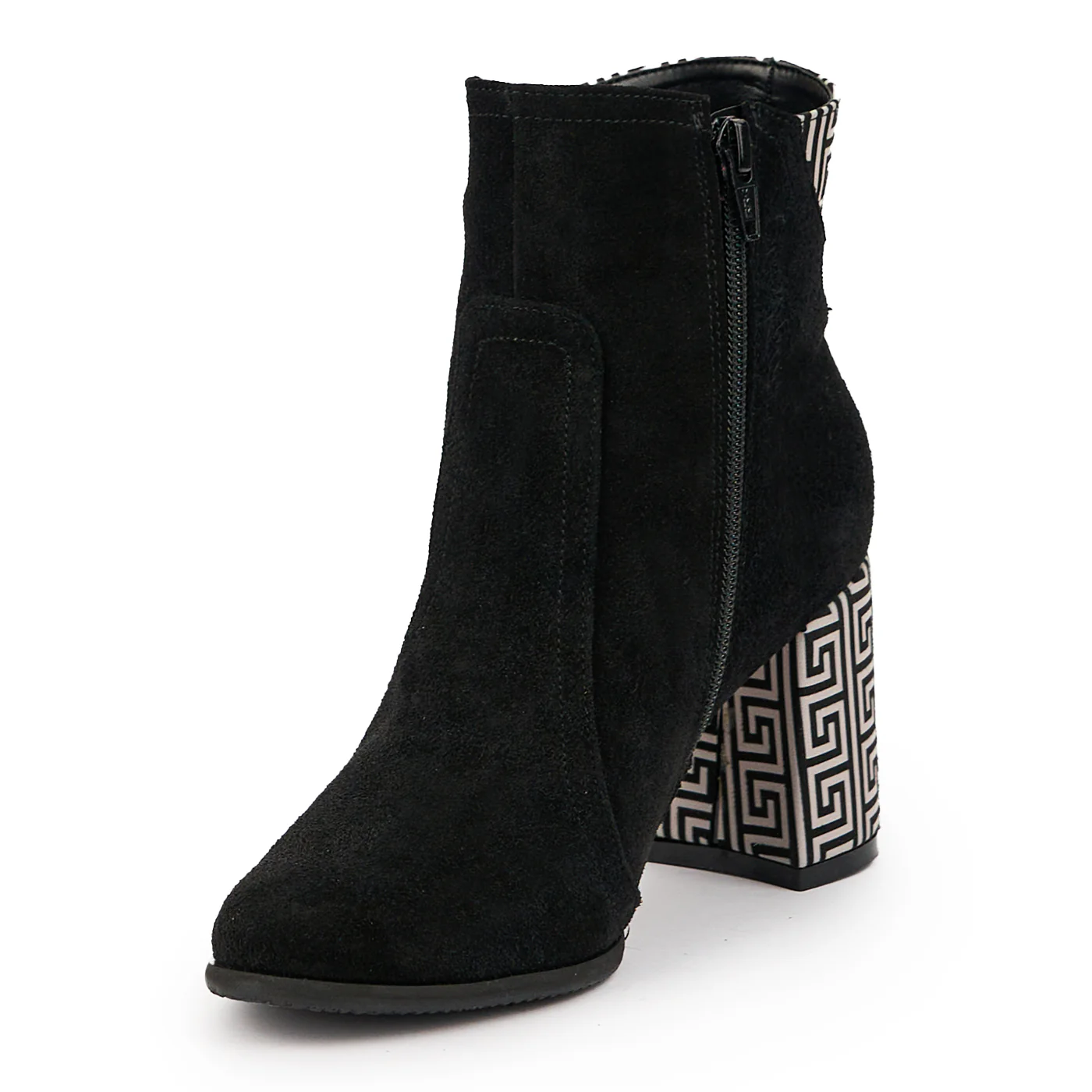 Botine dama din piele naturala neagra cu toc gros 8 cm 14727 - Image 3