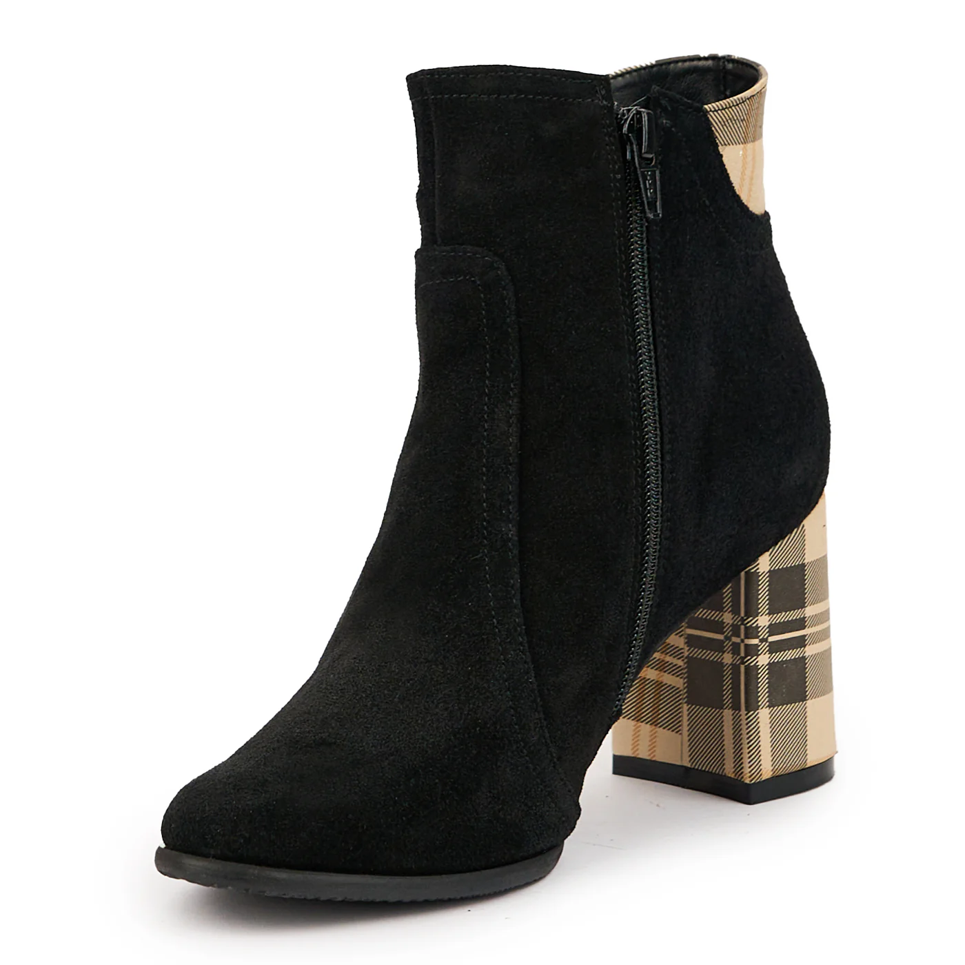 Botine dama din piele naturala neagra cu toc gros 8 cm 14728 - Image 3