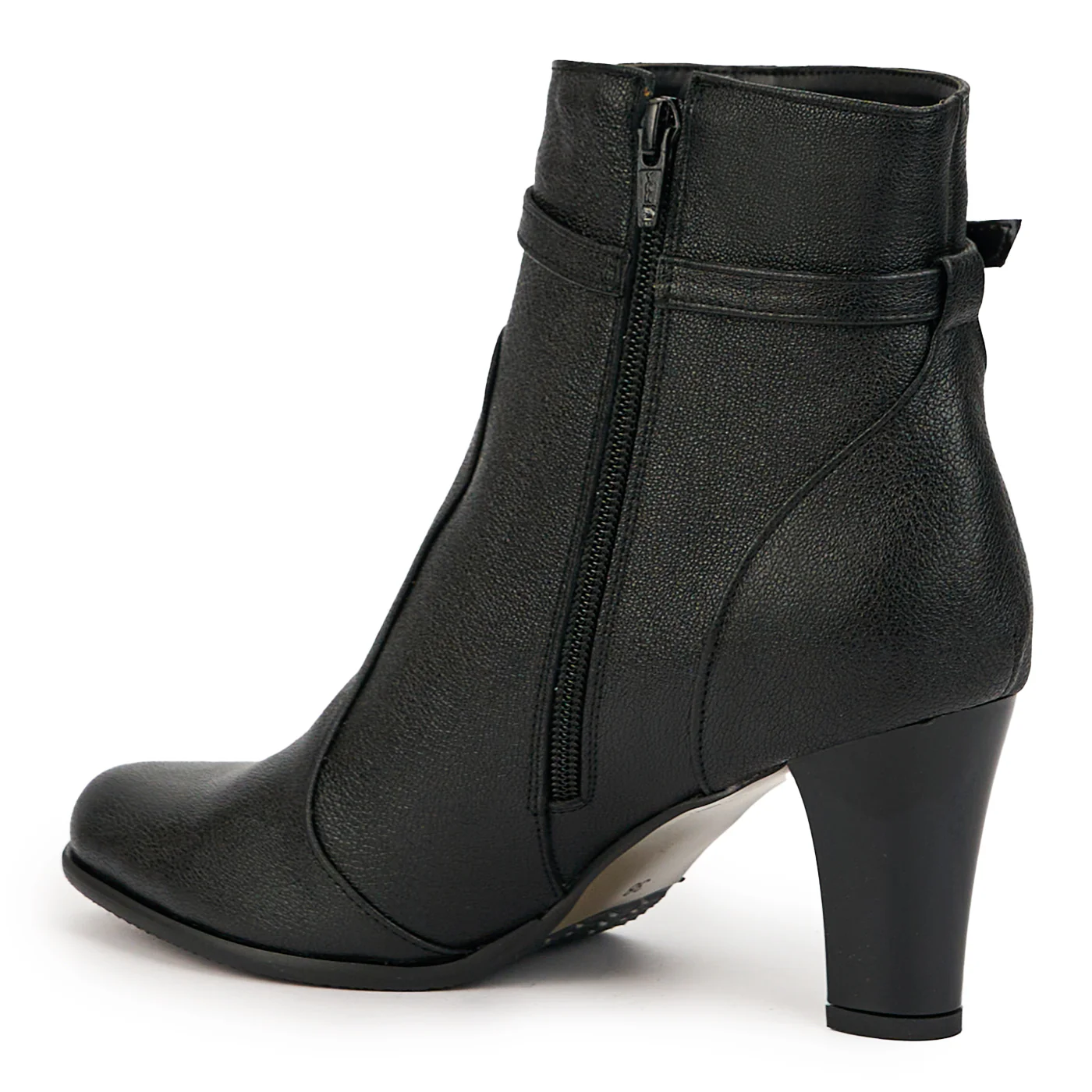 Botine dama din piele naturala neagra cu toc gros 8 cm 14770 - Image 2