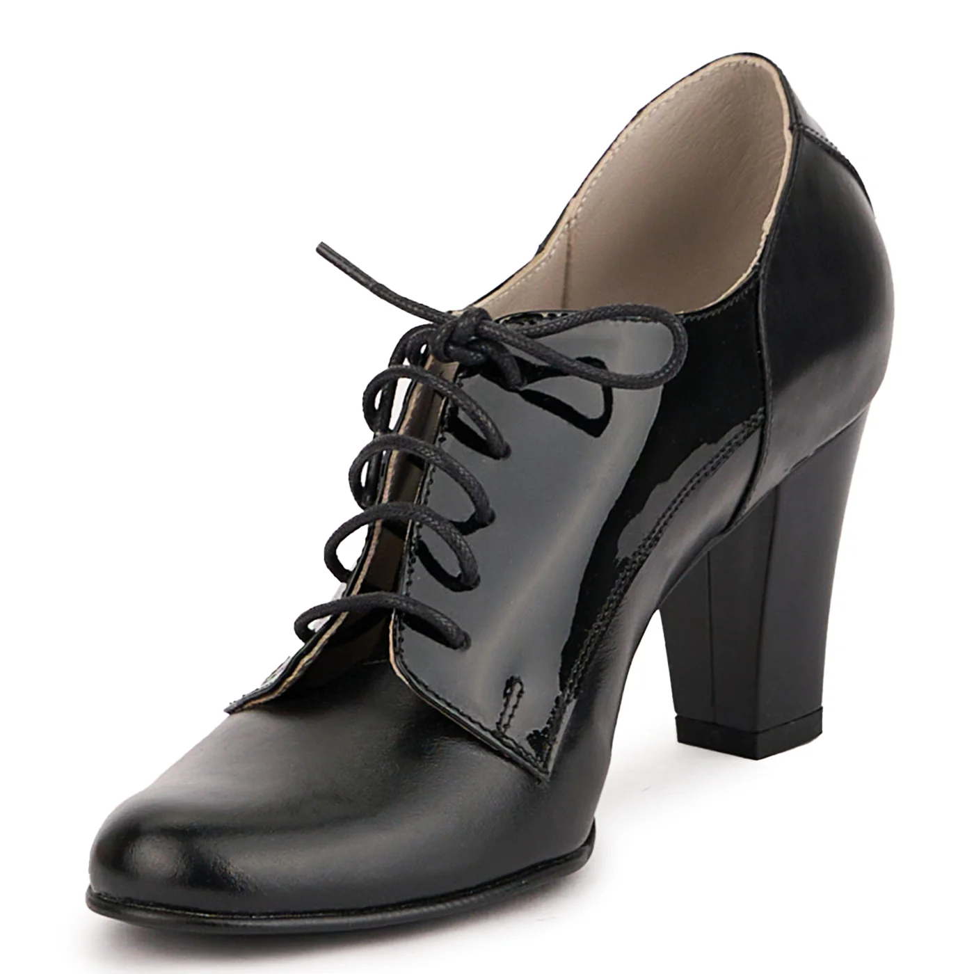 Botine dama din piele naturala neagra cu toc gros 8 cm 16795 - Image 3
