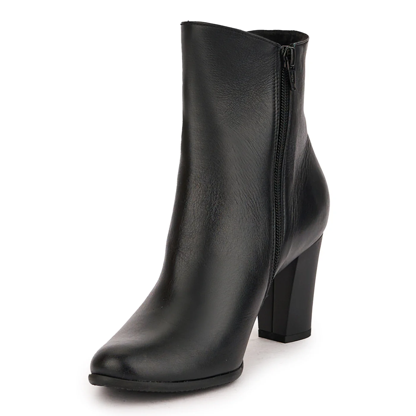 Botine dama din piele naturala neagra cu toc gros 8 cm 16800 - Image 3