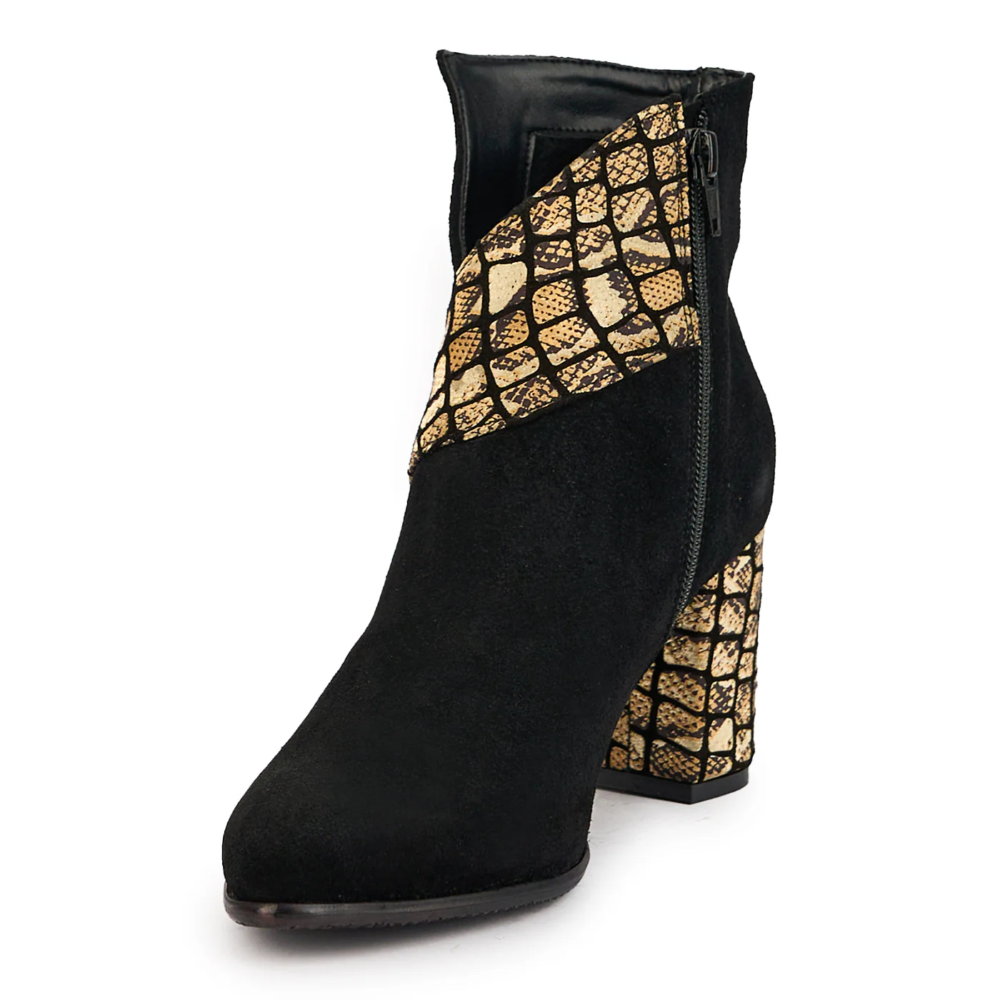 Botine dama din piele naturala neagra cu toc gros 8 cm 17306 - Image 3