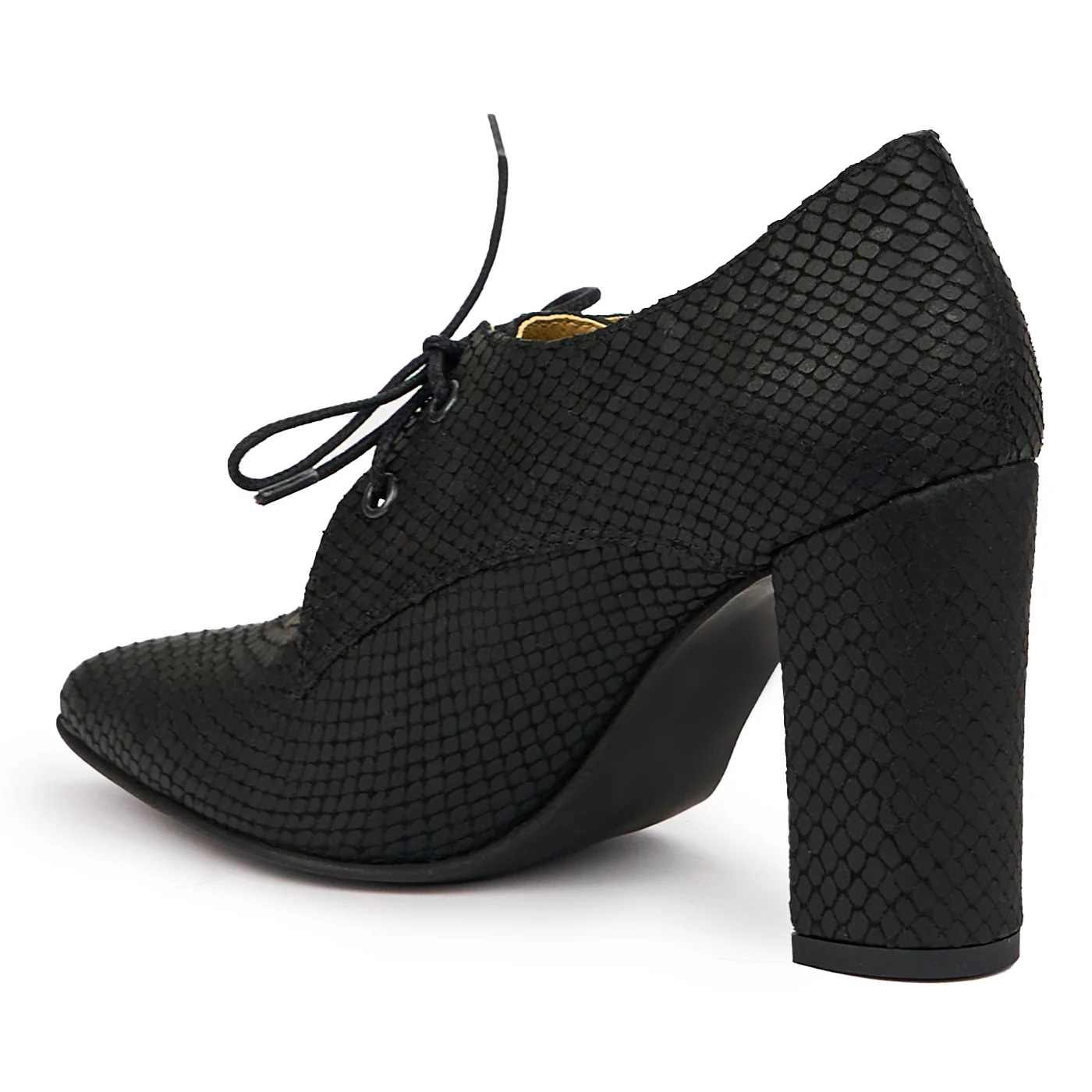 Botine dama din piele naturala neagra cu toc gros 9.5 cm 14269 - Image 2