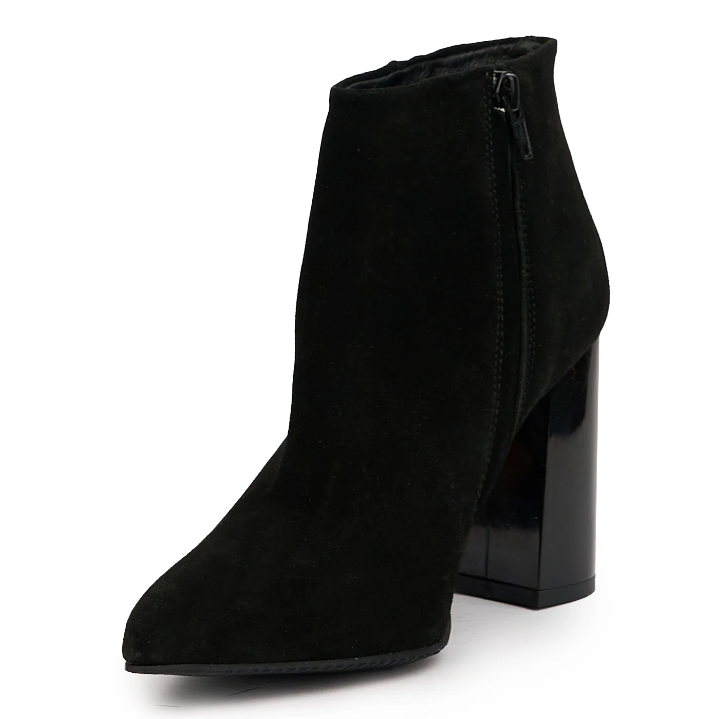 Botine dama din piele naturala neagra cu toc gros 9.5 cm 14612 - Image 3