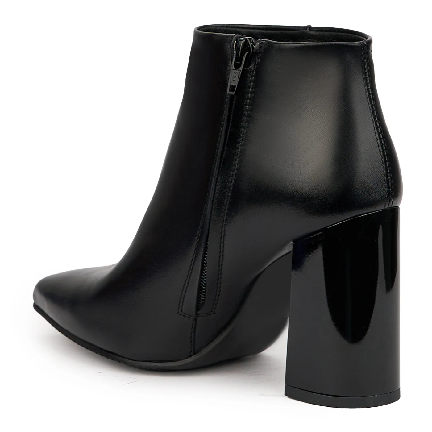 Botine dama din piele naturala neagra cu toc gros 9.5 cm 14613 - Image 2