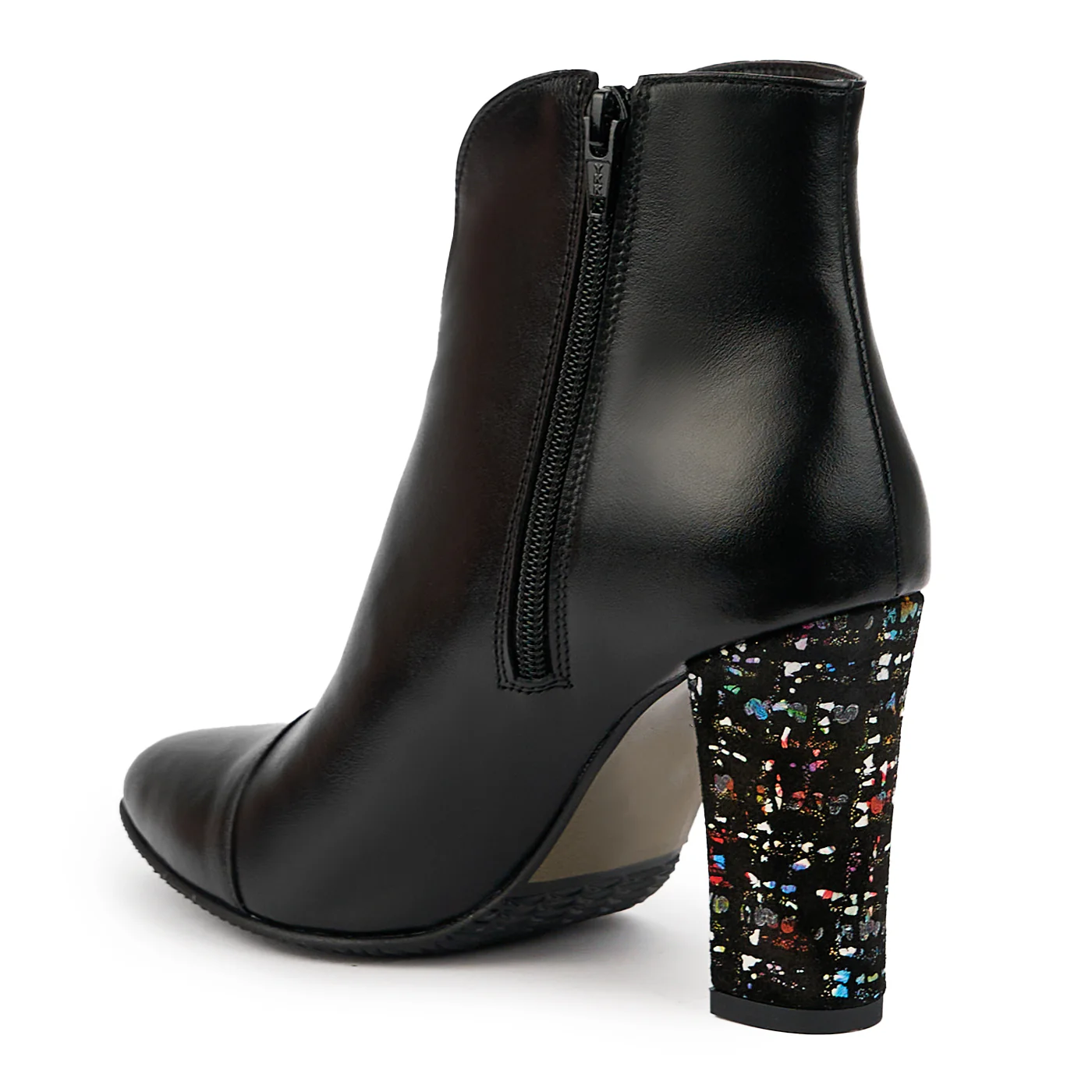 Botine dama din piele naturala neagra cu toc gros 9.5 cm 14720 - Image 2