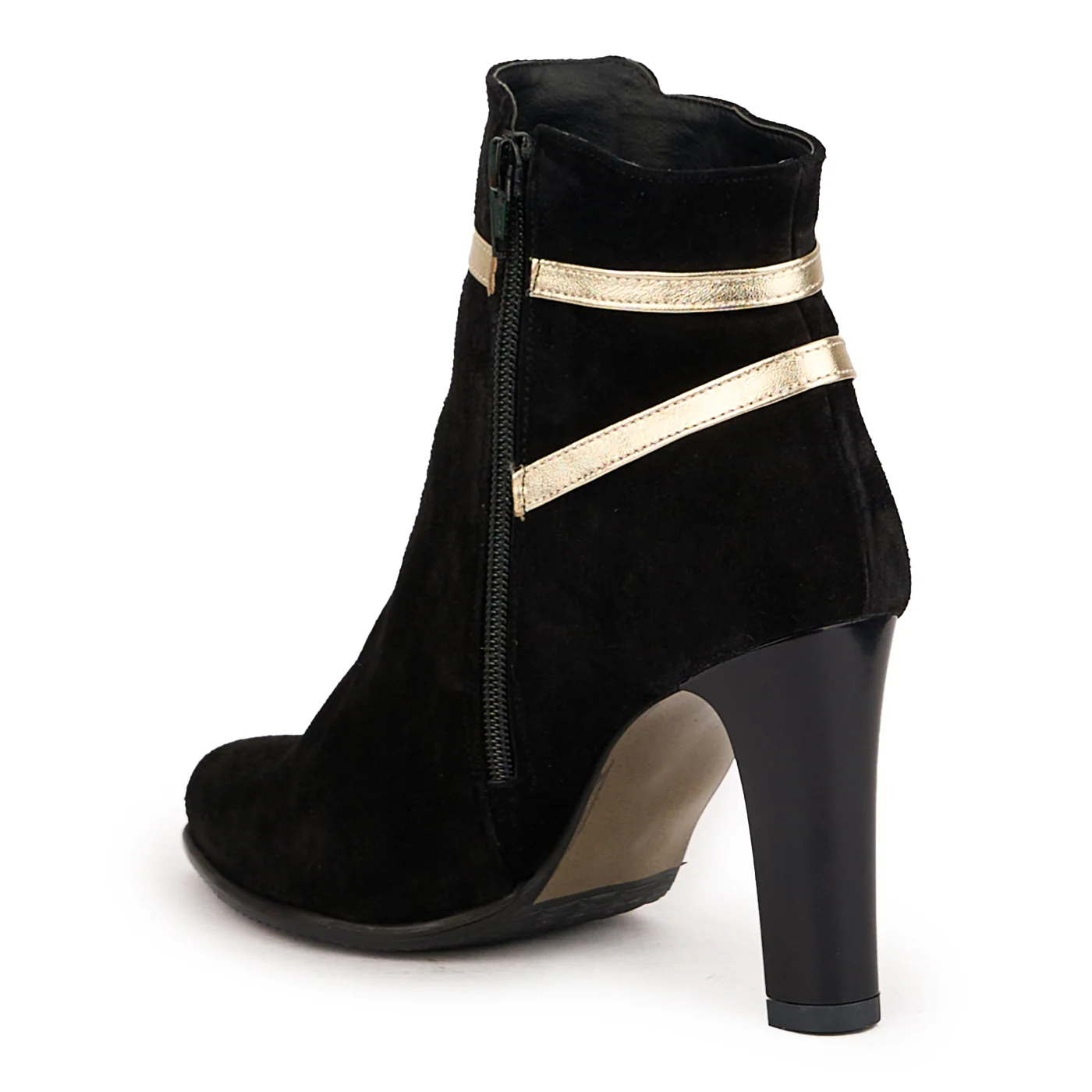 Botine dama din piele naturala neagra cu toc gros 9.5 cm 16715 - Image 2