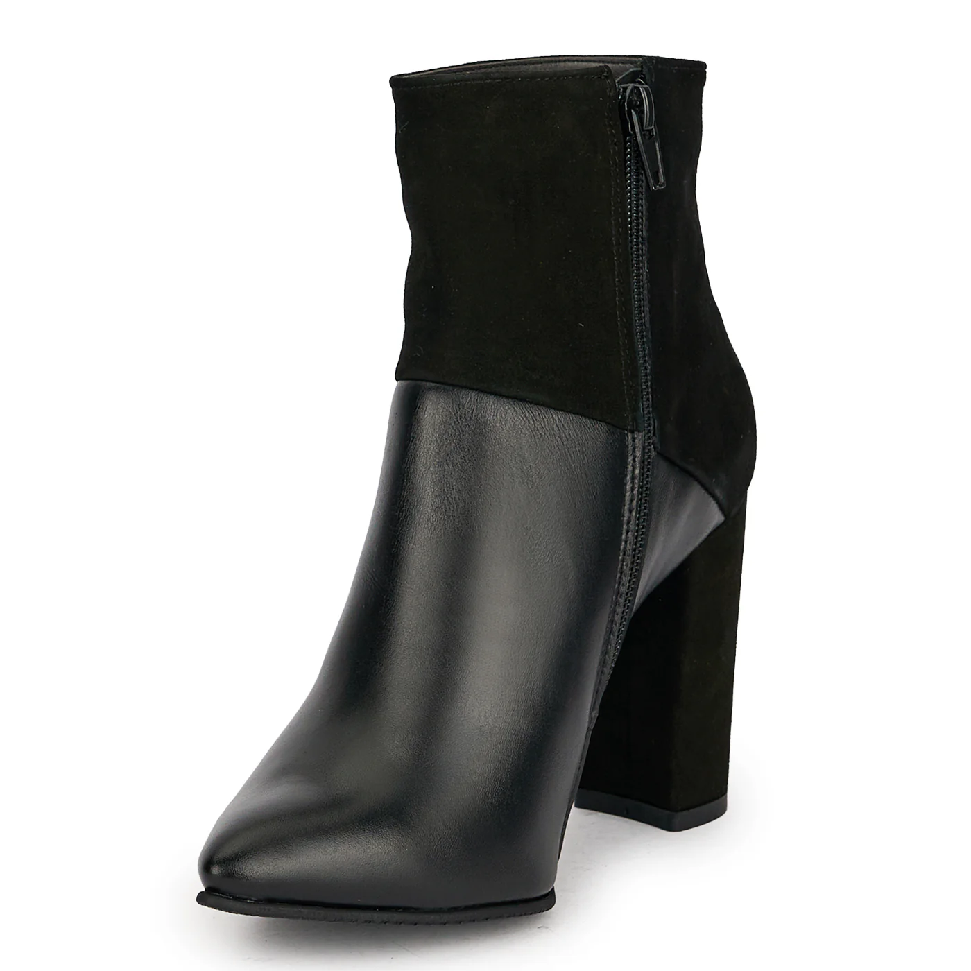 Botine dama din piele naturala neagra cu toc gros 9.5 cm 19139 - Image 3