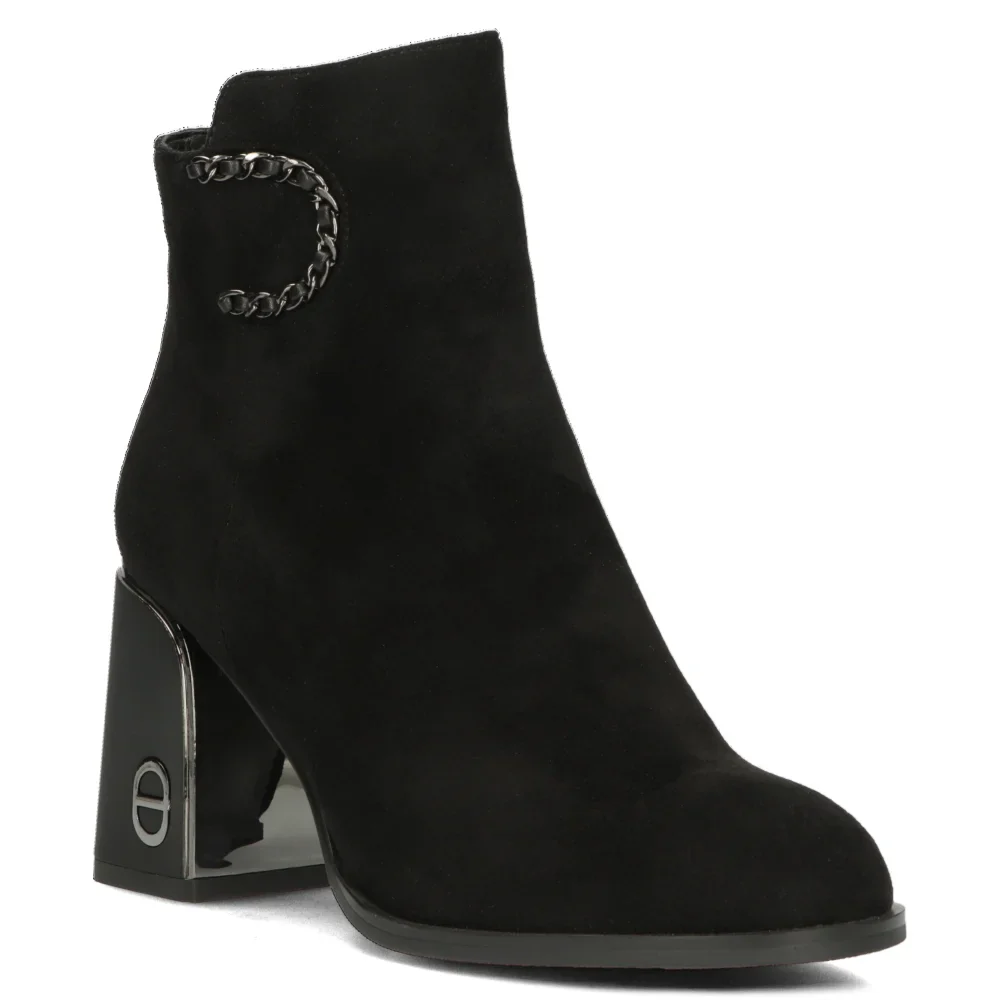 Botine dama din piele naturala neagra cu toc gros 9 cm 14340 - Image 2