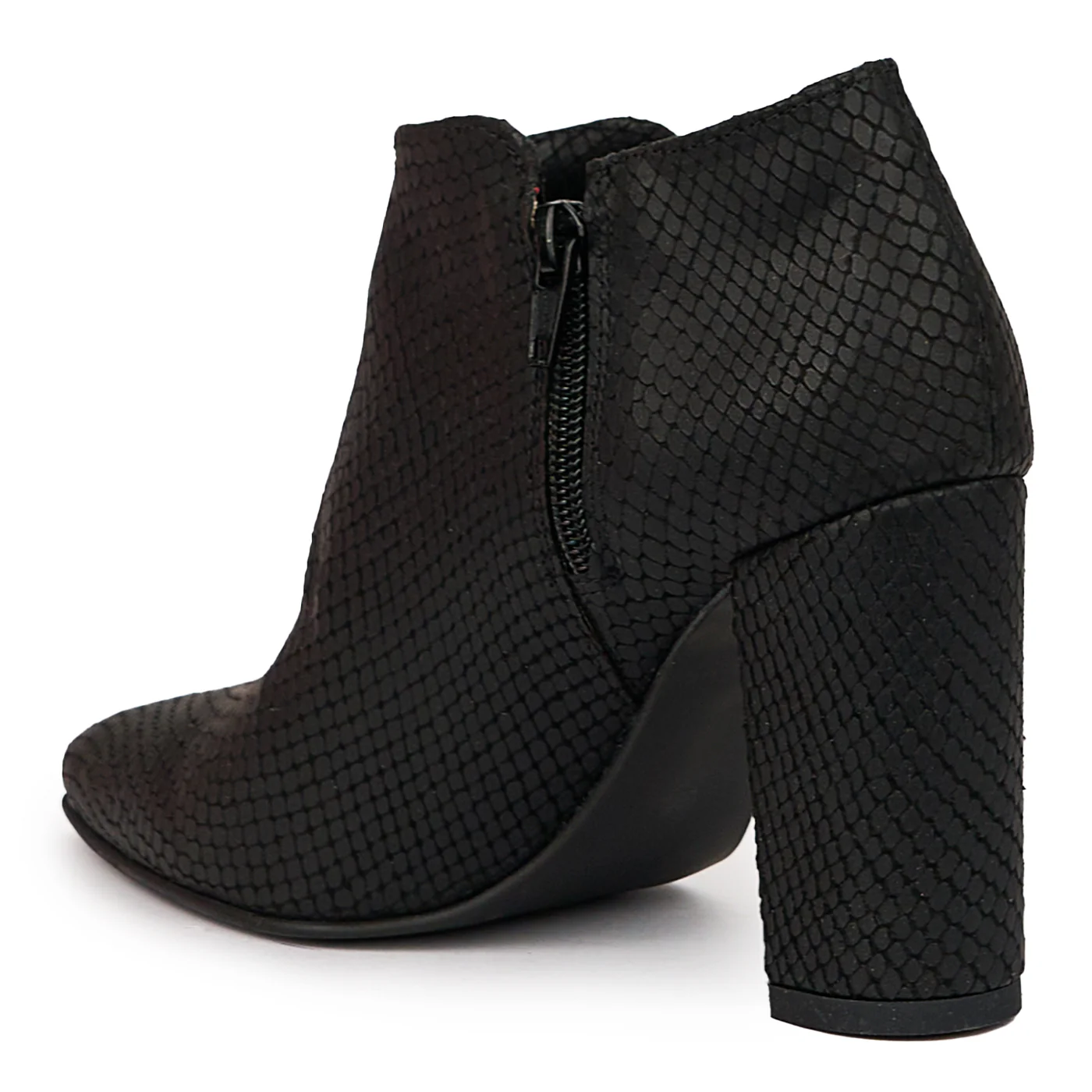Botine dama din piele naturala neagra cu toc gros 9 cm 14408 - Image 2