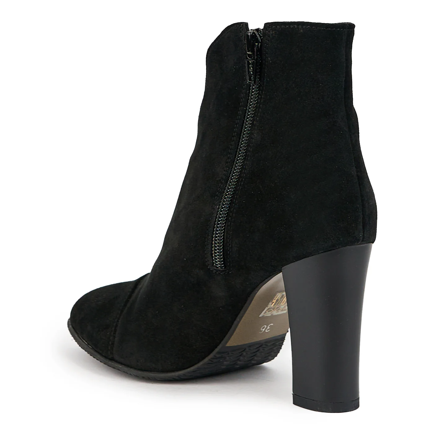 Botine dama din piele naturala neagra cu toc gros 9 cm 14764 - Image 2