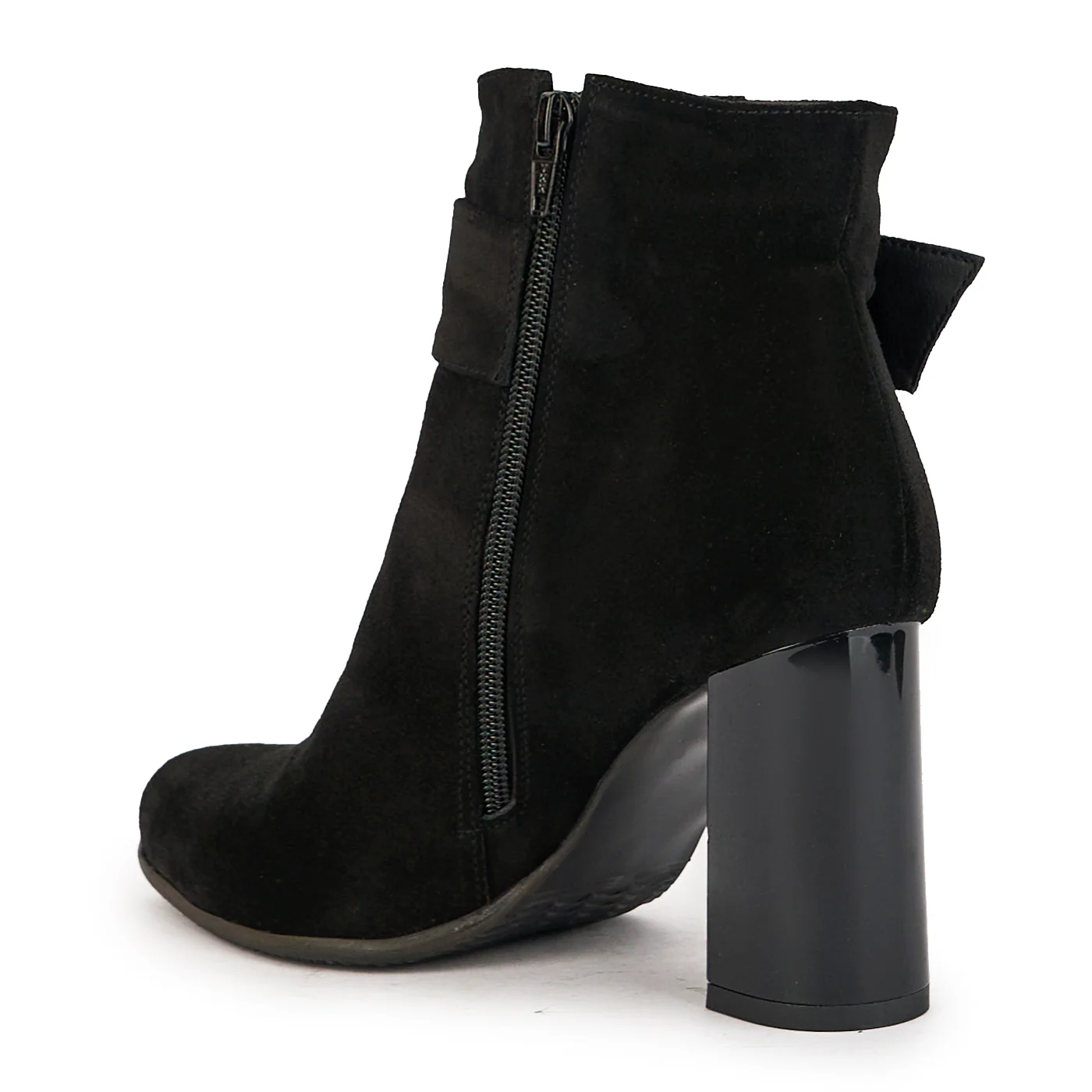 Botine dama din piele naturala neagra cu toc gros 9 cm 17301 - Image 2