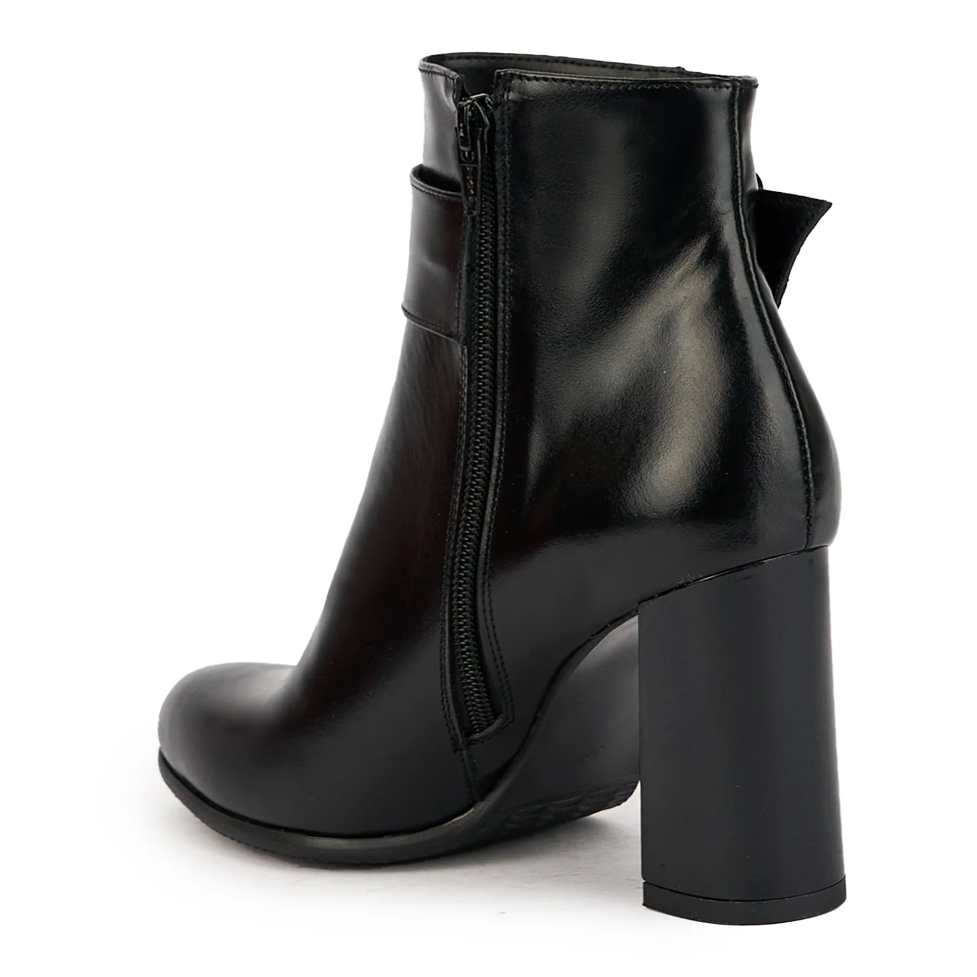 Botine dama din piele naturala neagra cu toc gros 9 cm 17302 - Image 2