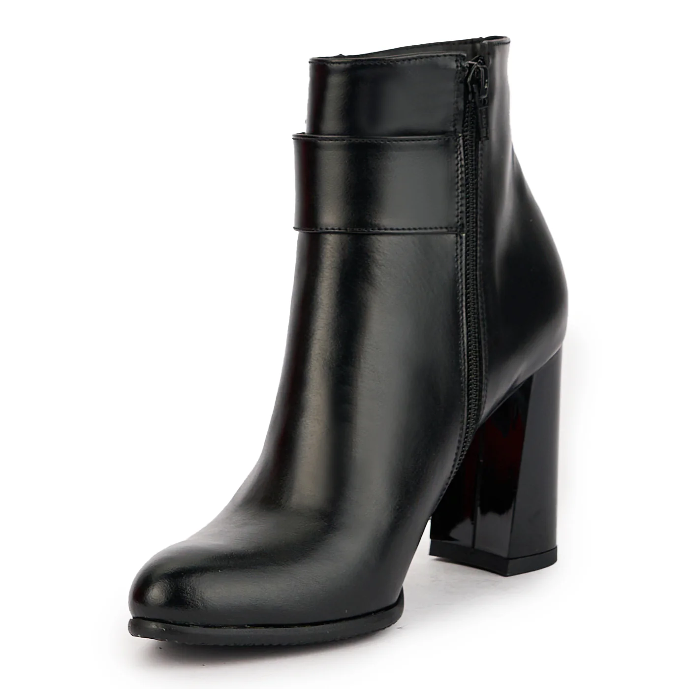 Botine dama din piele naturala neagra cu toc gros 9 cm 17302 - Image 3