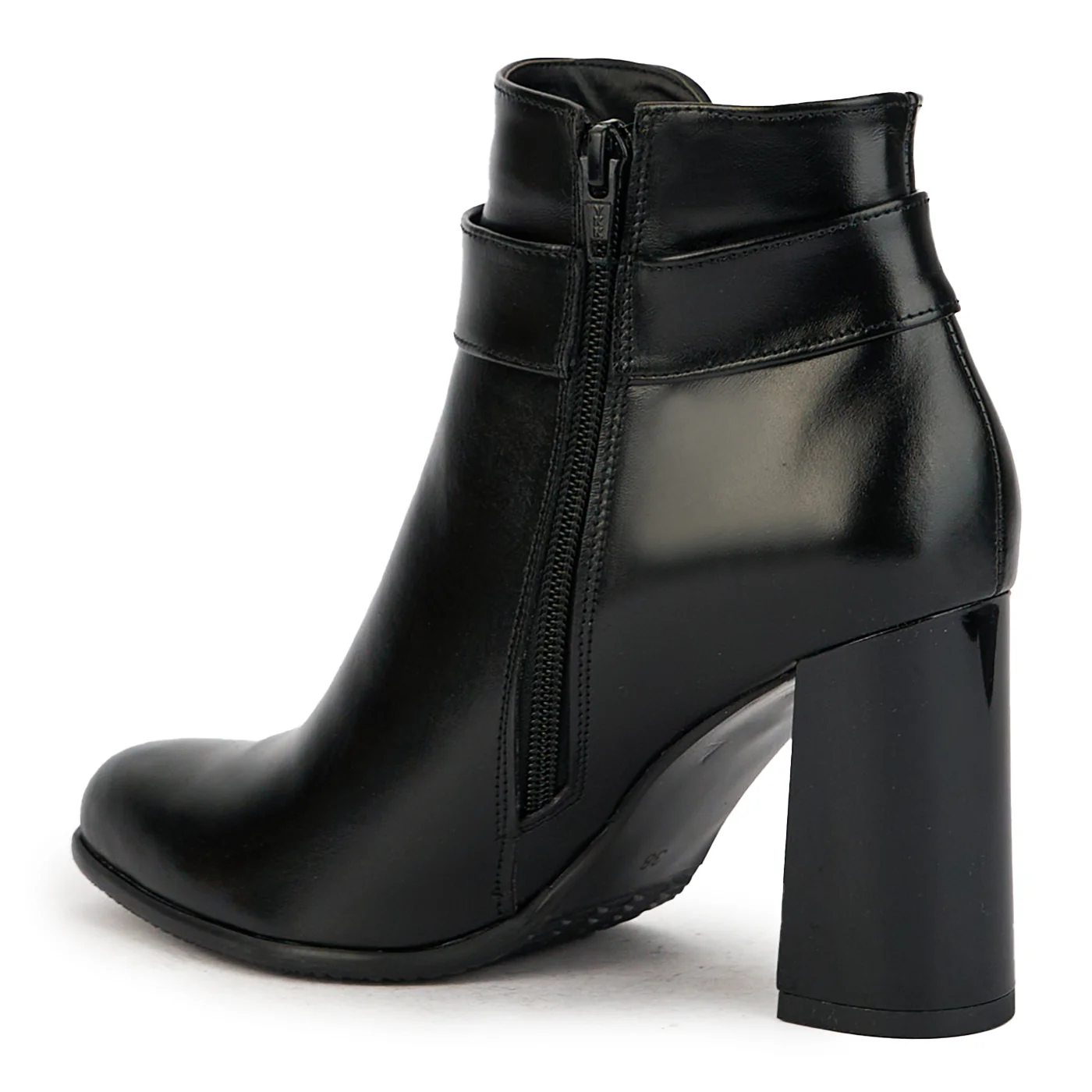 Botine dama din piele naturala neagra cu toc gros 9 cm 17353 - Image 2