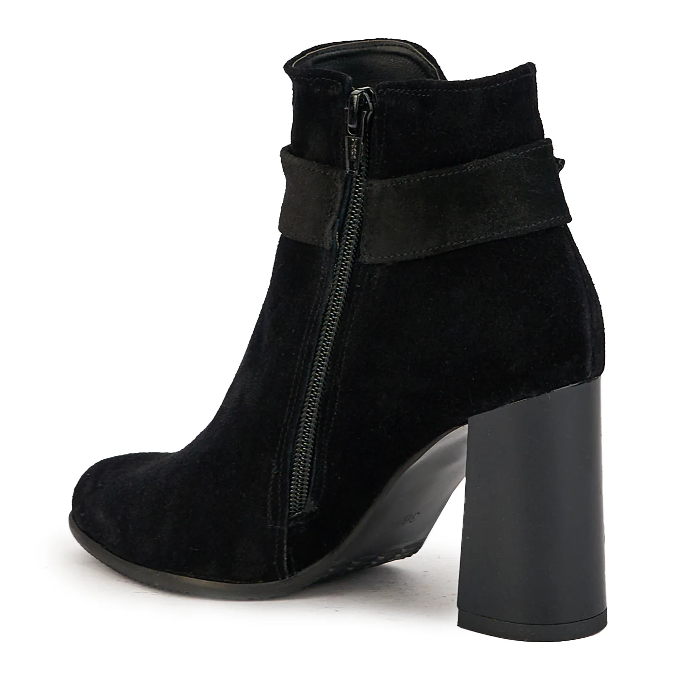 Botine dama din piele naturala neagra cu toc gros 9 cm 17354 - Image 2